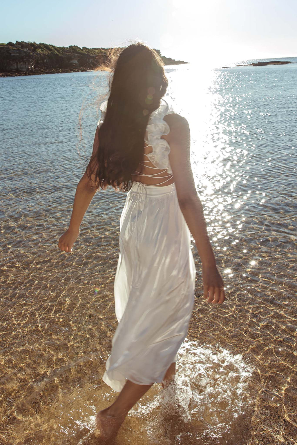 Madara Lace-Up Back Maxi Dress White by Selfie Leslie Australia