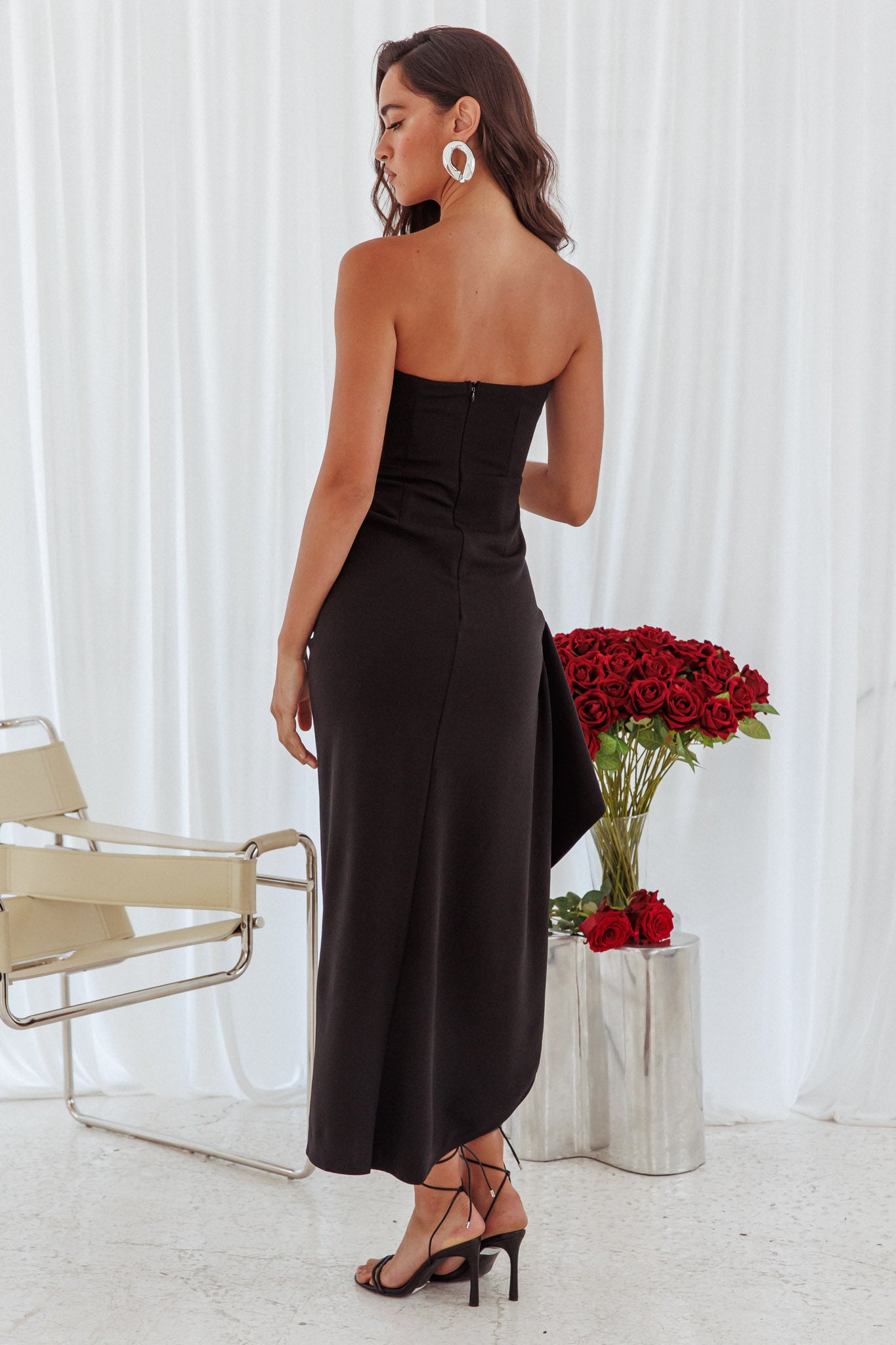 Cha Cha Strapless Thigh Split Dress Black by Selfie Leslie Australia