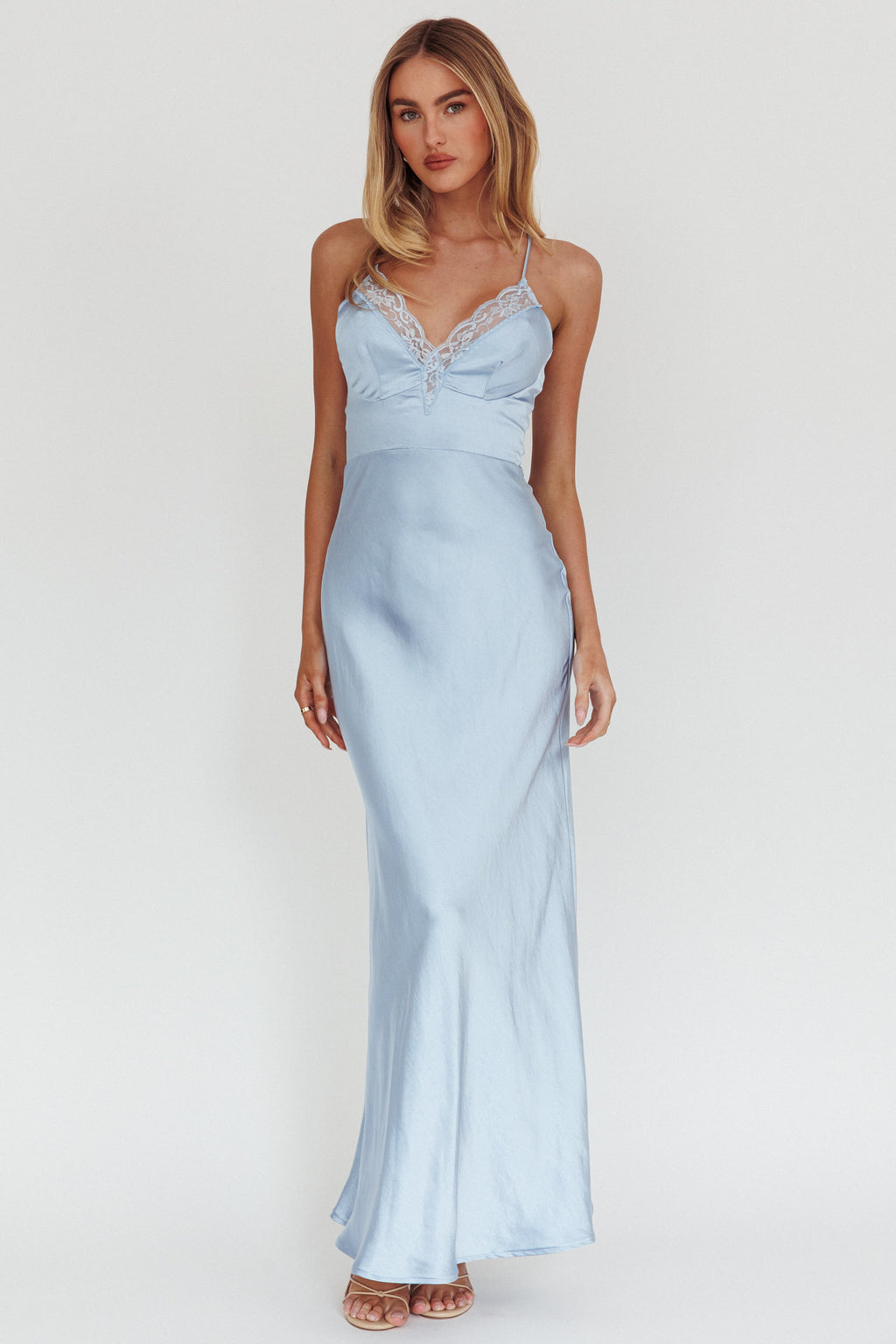 Summer Of Love Lace Trim Maxi Dress Blue by Selfie Leslie Australia