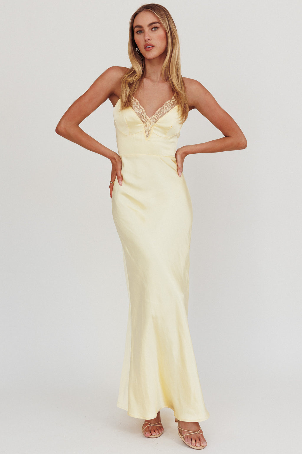 Summer Of Love Lace Trim Maxi Dress Lemon by Selfie Leslie Australia