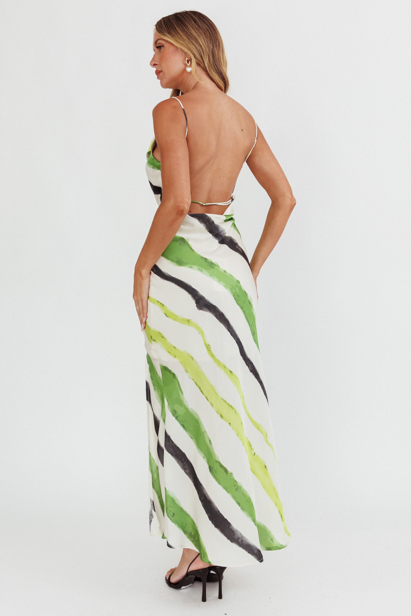 Blondine Cowl Bust Split Maxi Dress Green by Selfie Leslie Australia