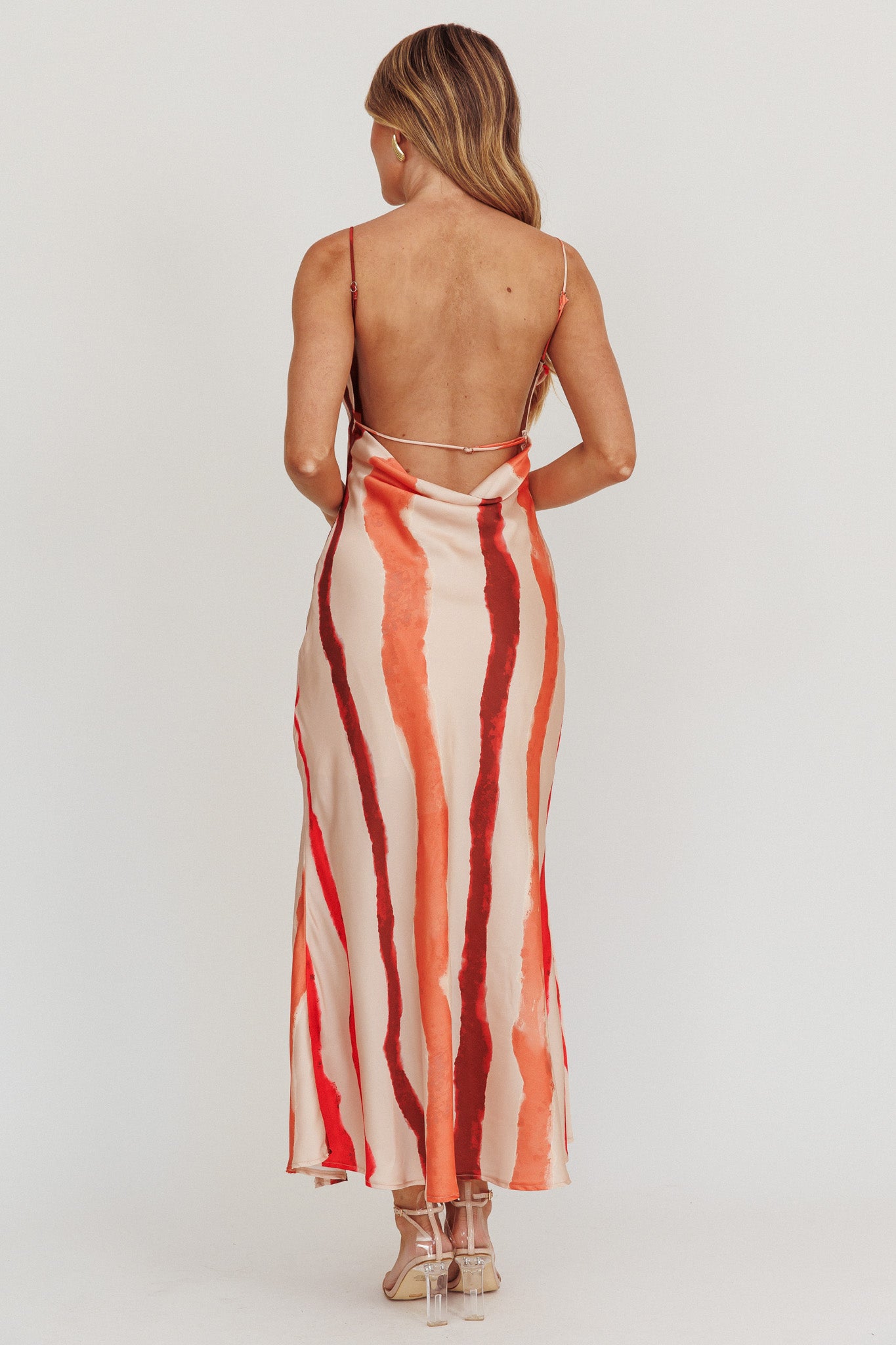 Blondine Cowl Bust Split Maxi Dress Peach by Selfie Leslie Australia