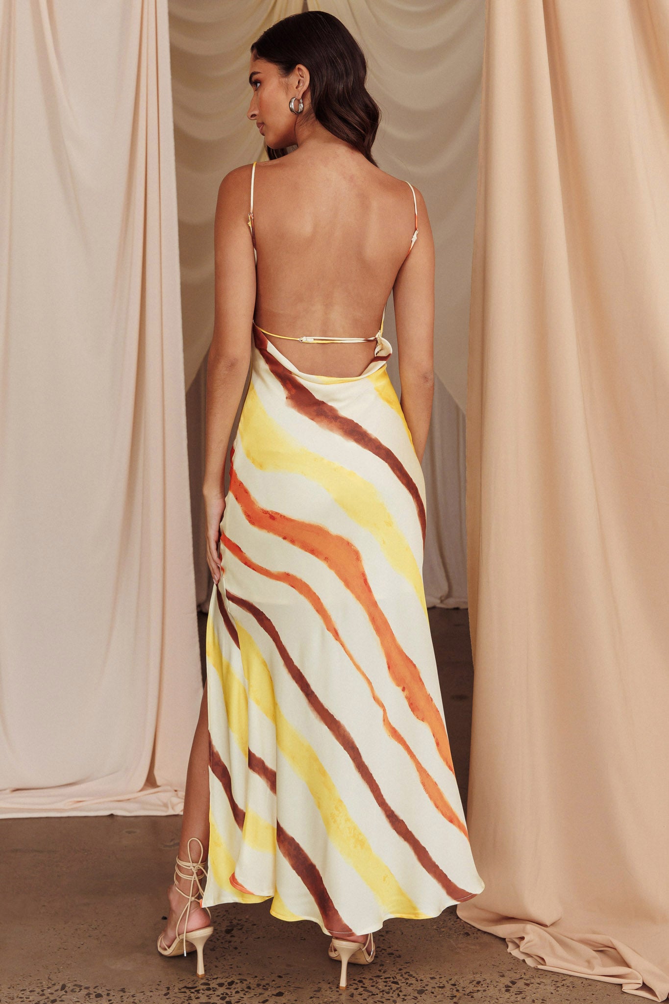 Blondine Pleat Bust Split Maxi Dress Yellow by Selfie Leslie Australia