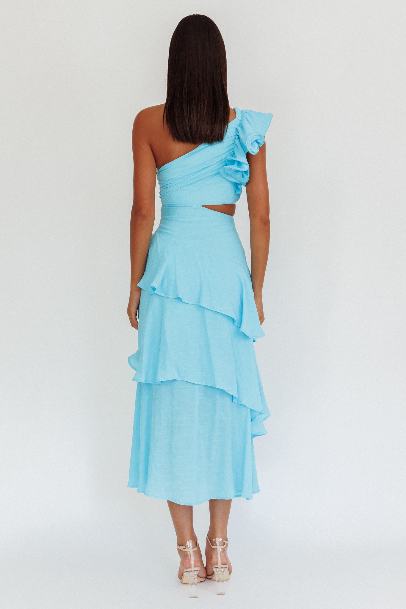 Deanna One-Shoulder Tiered Maxi Dress Blue by Selfie Leslie Australia