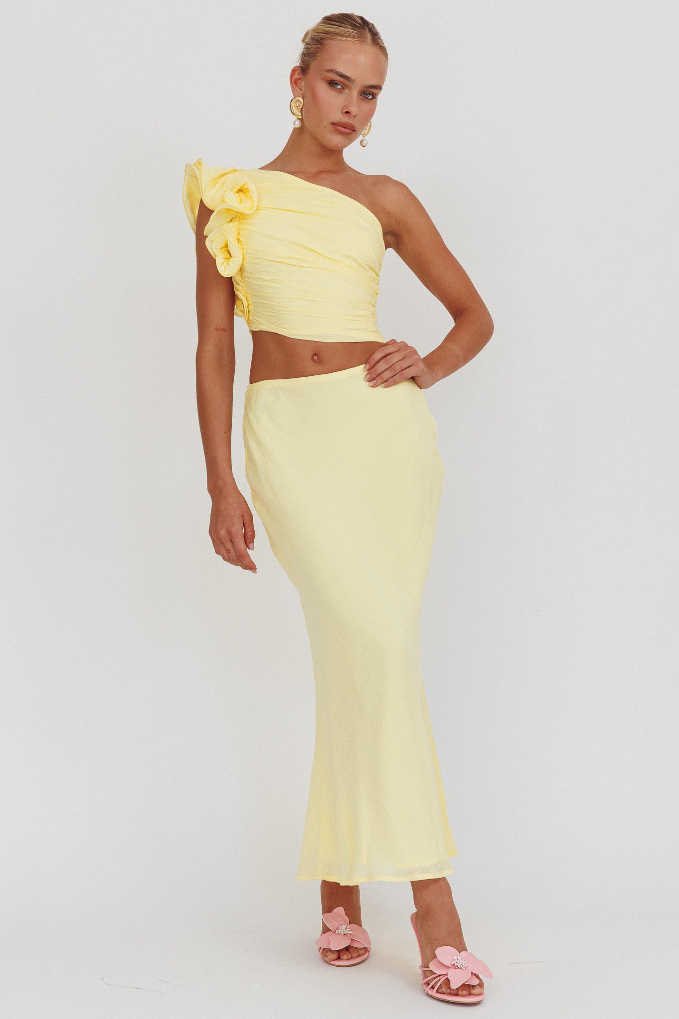 Deanna Maxi Skirt Lemon by Selfie Leslie Australia