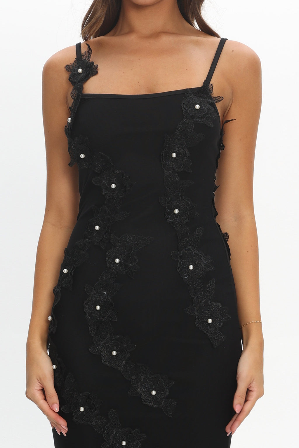 Like I'm Dreaming Floral Pearl Maxi Dress Black by Selfie Leslie Australia
