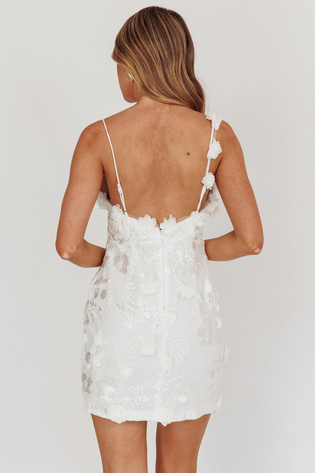 Saskia Floral Embroidery Mini Dress White by Selfie Leslie Australia