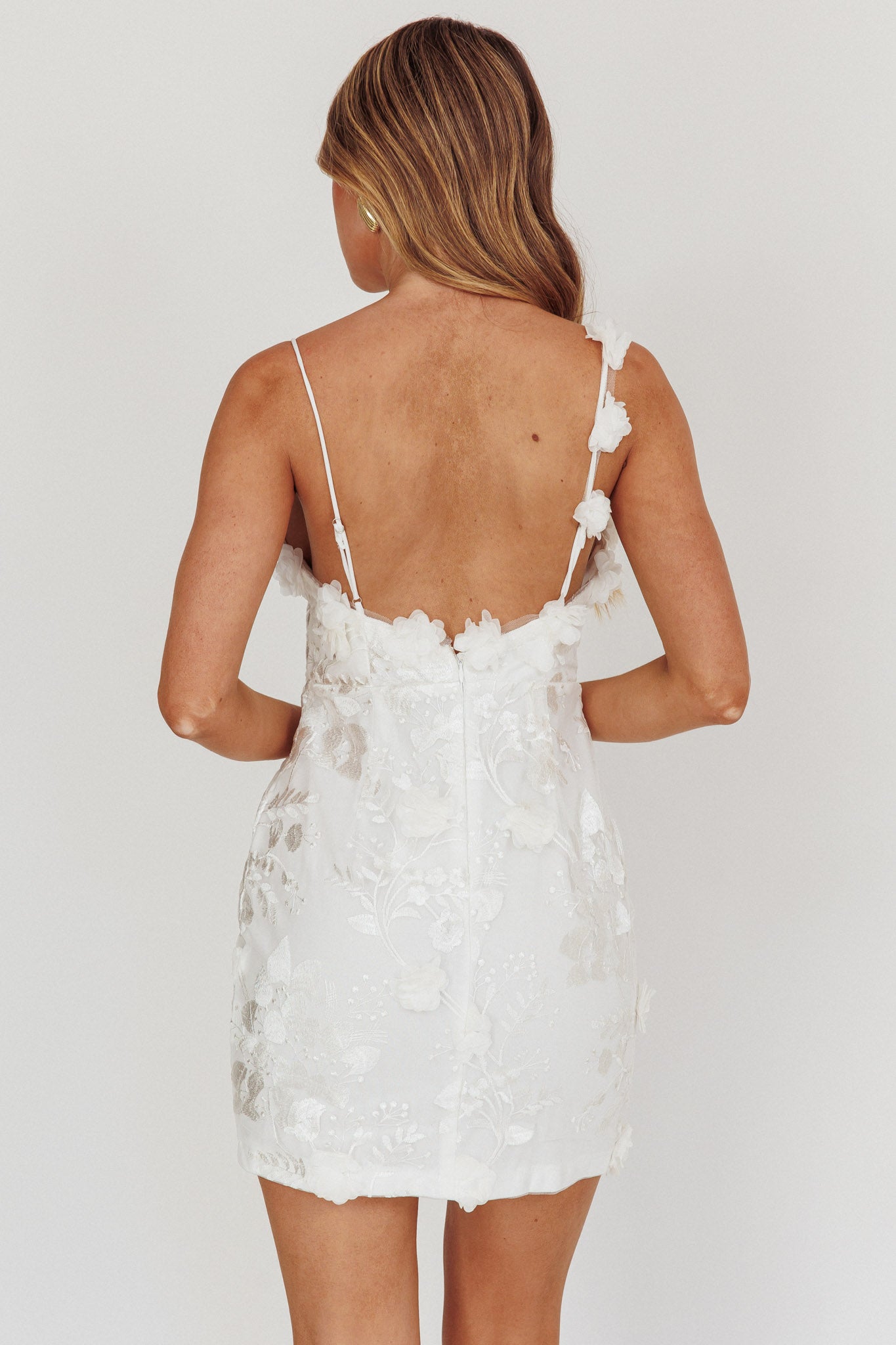Saskia Floral Embroidery Mini Dress White by Selfie Leslie Australia