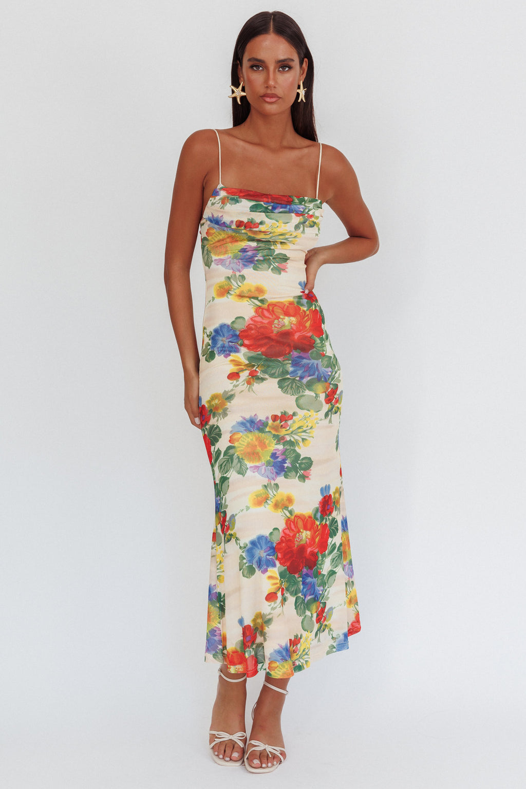 Days Ahead Mesh Overlay Maxi Dress Floral Pink by Selfie Leslie Australia