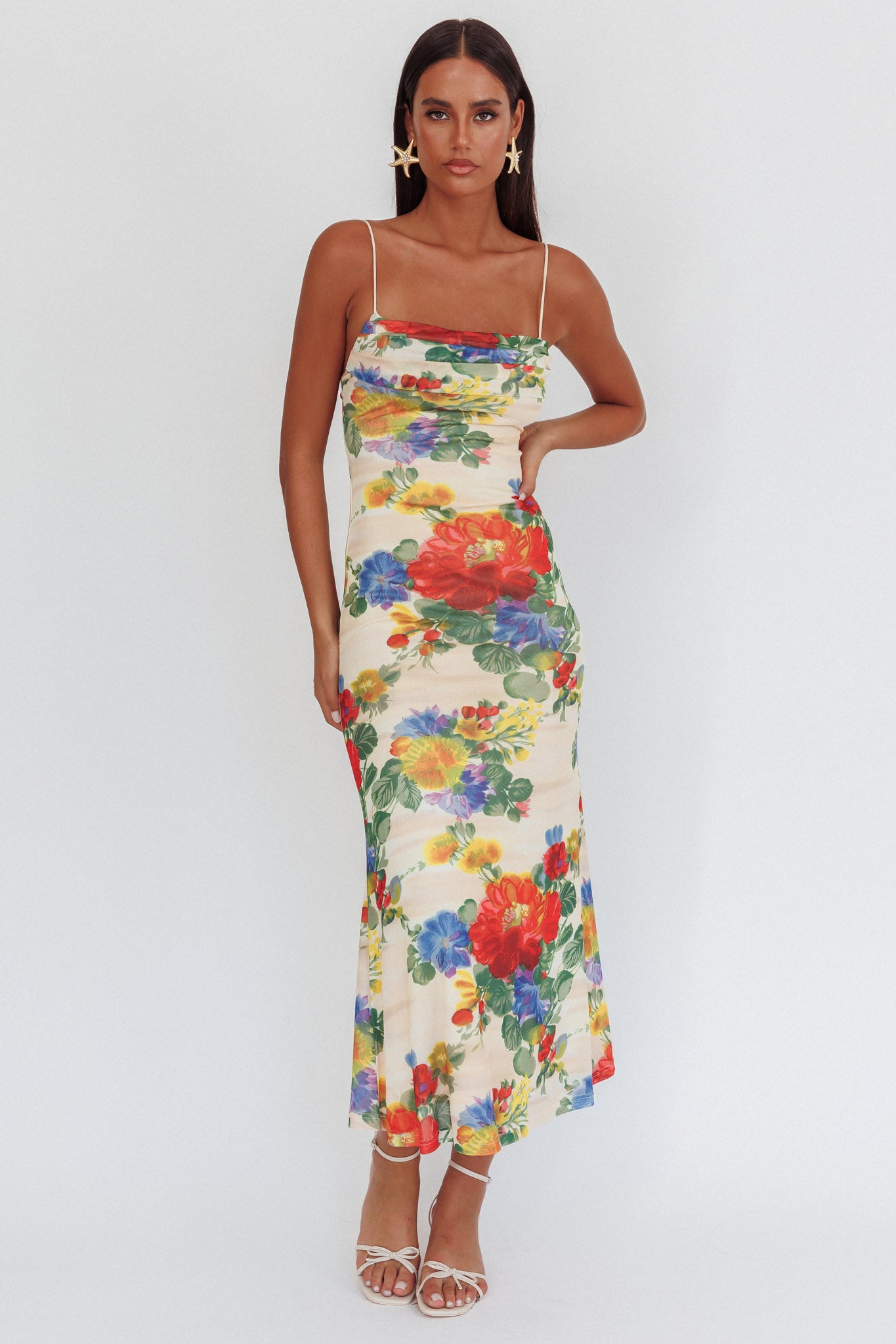 Days Ahead Mesh Overlay Maxi Dress Floral Pink by Selfie Leslie Australia