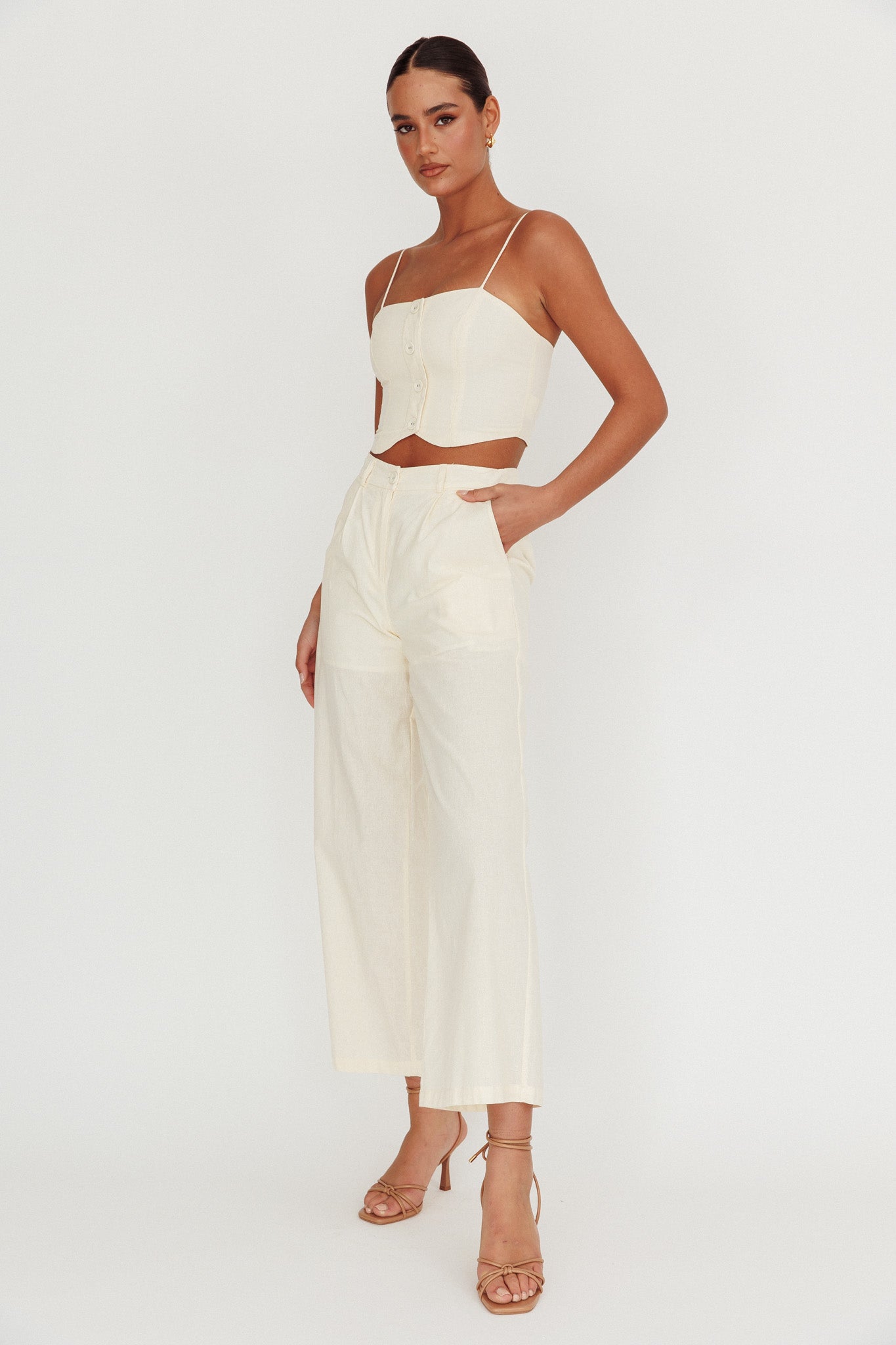 Breathless Wide Leg Pant Oat by Selfie Leslie Australia