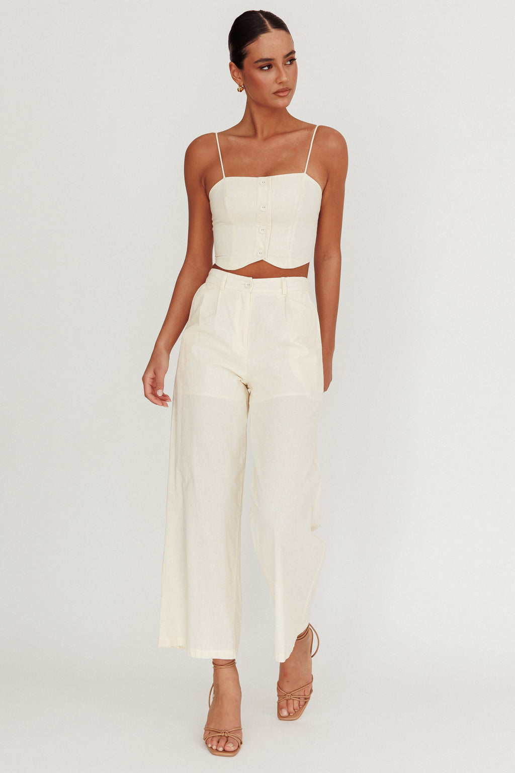 Breathless Straight Neck Cropped Top Oat by Selfie Leslie Australia