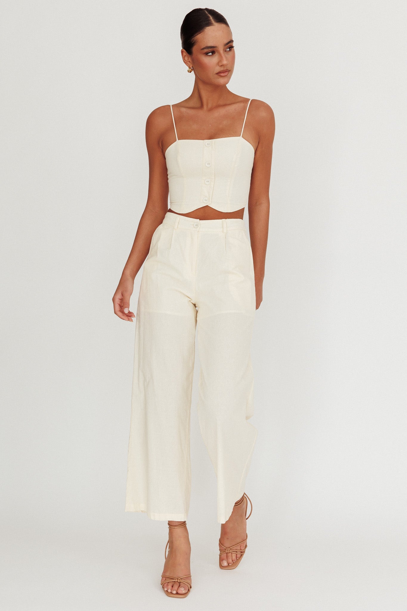 Breathless Straight Neck Cropped Top Oat by Selfie Leslie Australia