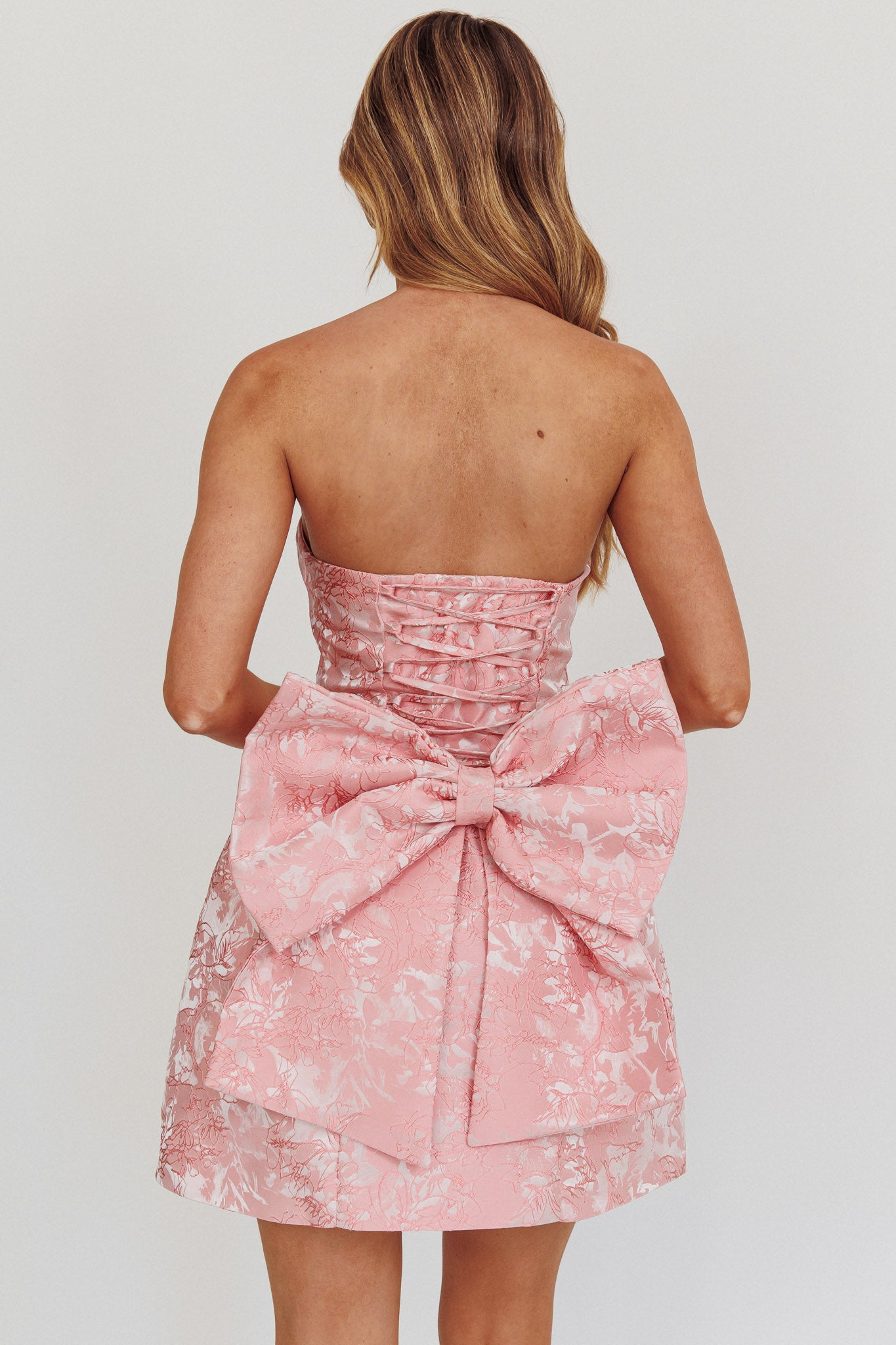 Melty Kisses Bow Mini Dress Pink by Selfie Leslie Australia
