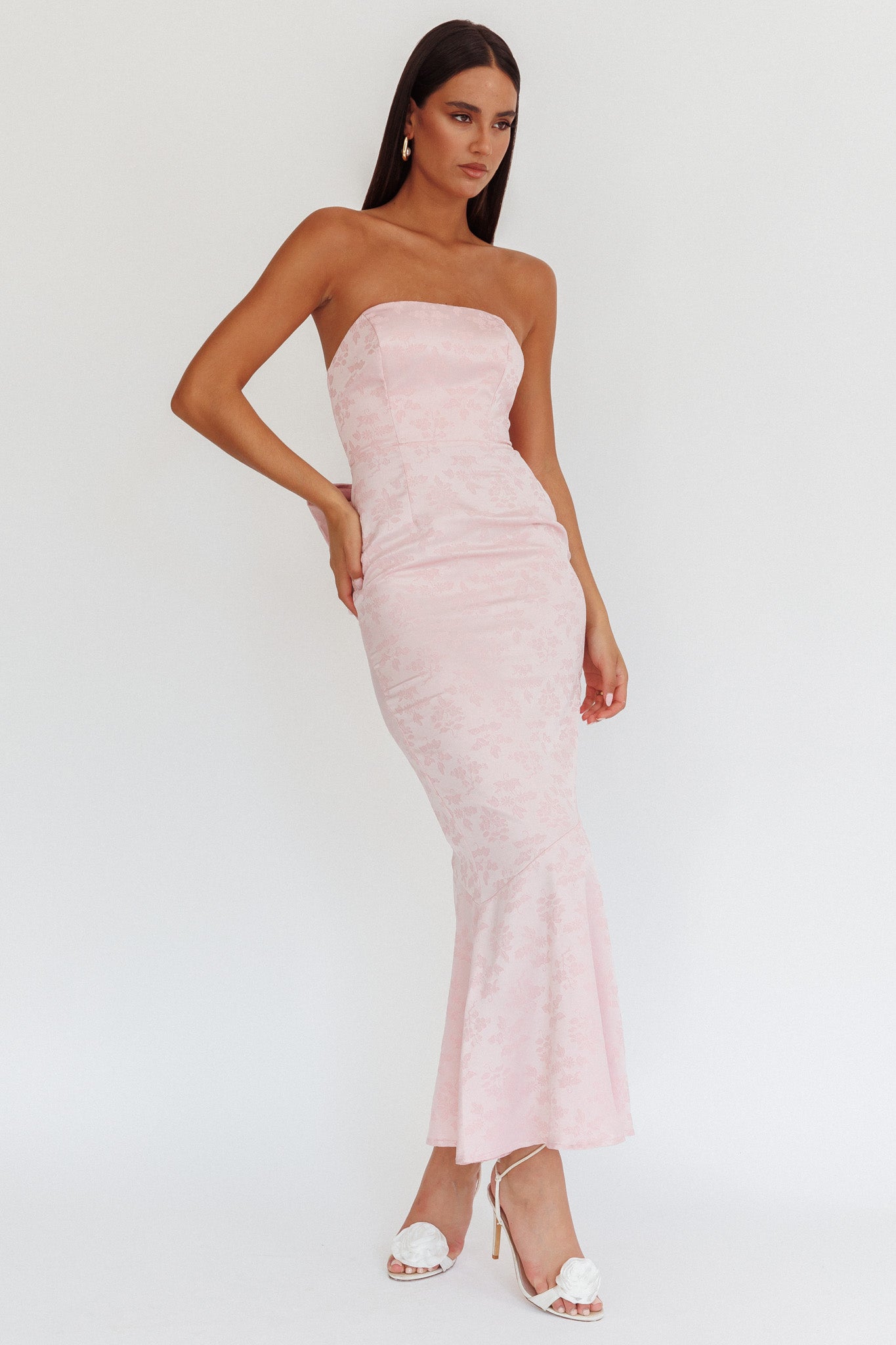 Melty Kisses Bow Back Maxi Dress Pink by Selfie Leslie Australia