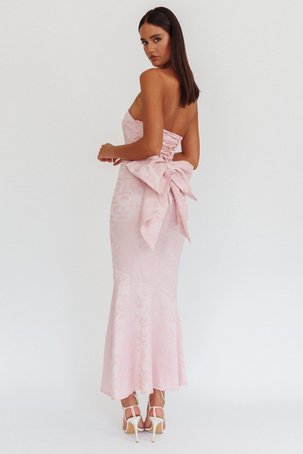 Melty Kisses Bow Back Maxi Dress Pink by Selfie Leslie Australia