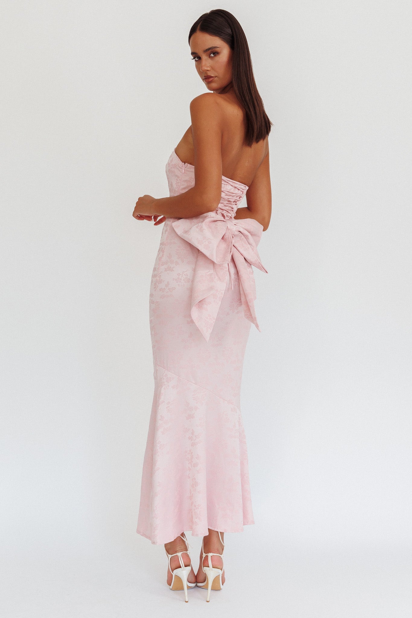 Melty Kisses Bow Back Maxi Dress Pink by Selfie Leslie Australia