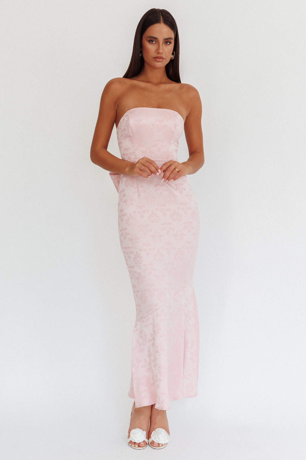 Melty Kisses Bow Back Maxi Dress Pink by Selfie Leslie Australia