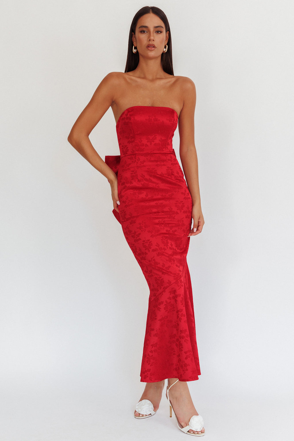 Melty Kisses Bow Back Maxi Dress Wine by Selfie Leslie Australia