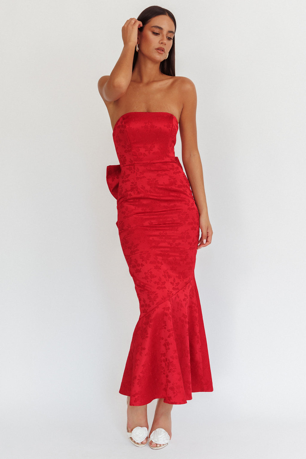 Melty Kisses Bow Back Maxi Dress Wine by Selfie Leslie Australia