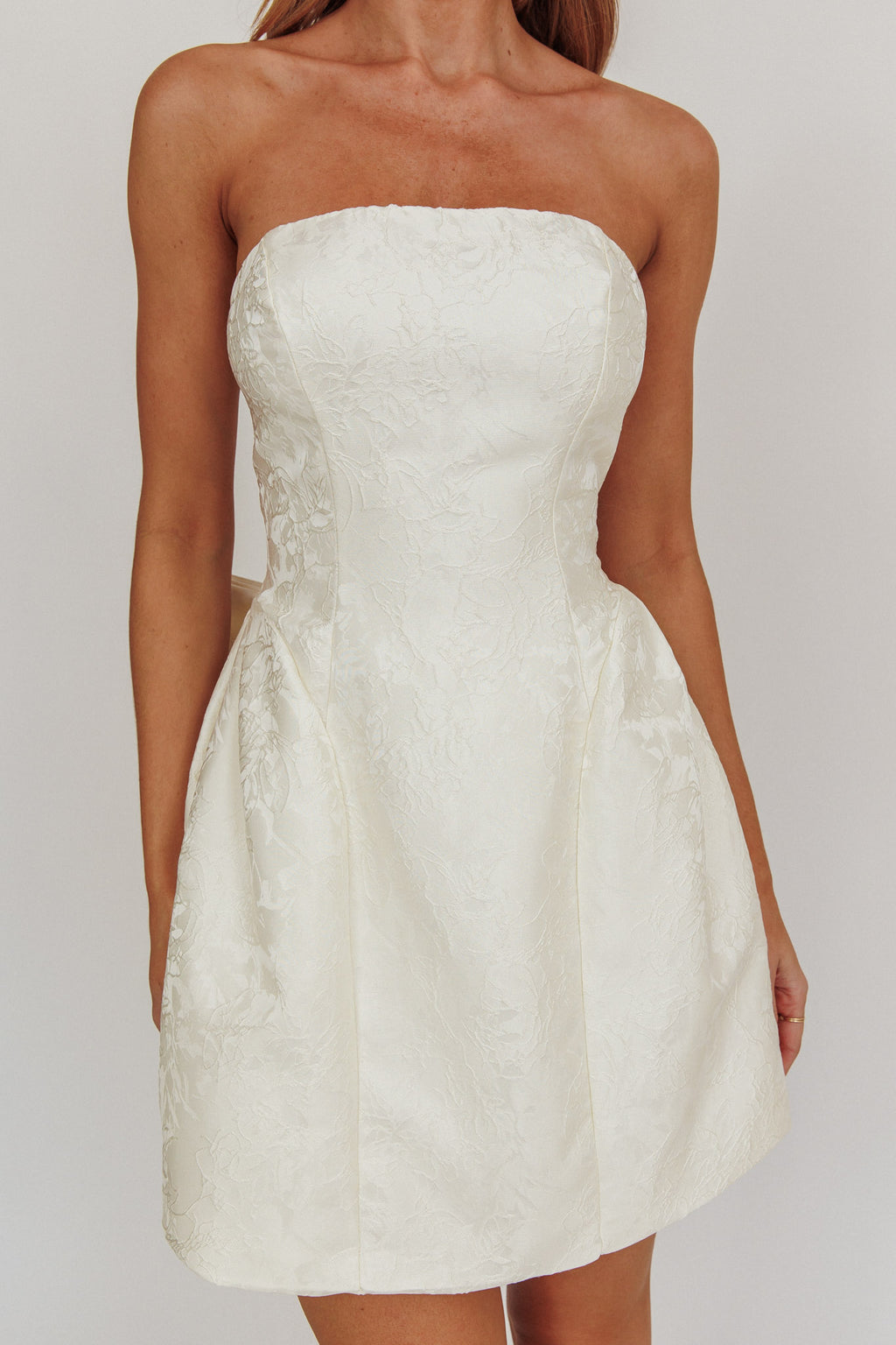 Melty Kisses Bow Mini Dress Cream by Selfie Leslie Australia