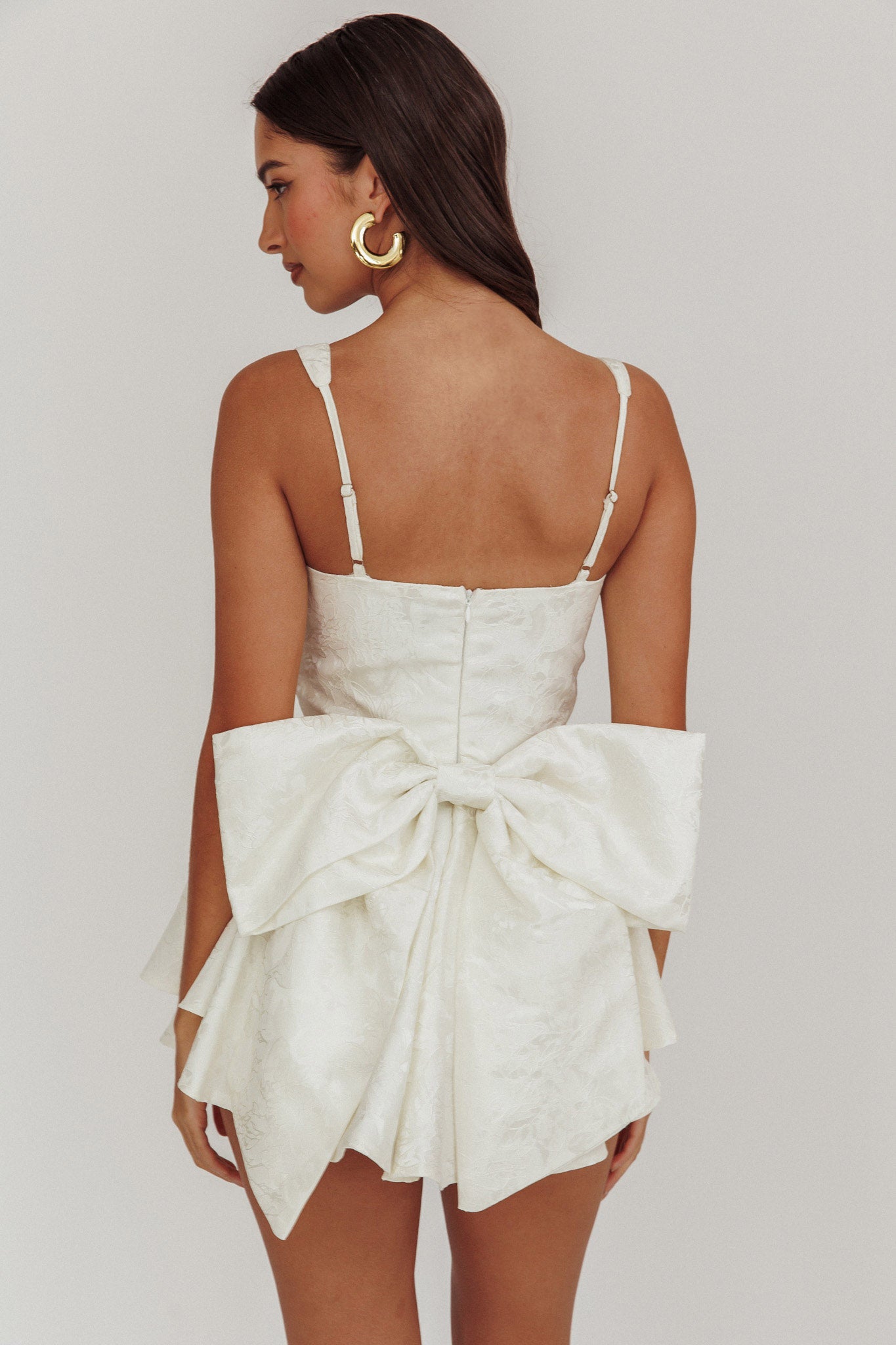 All To You Jacquard Bow Romper White by Selfie Leslie Australia