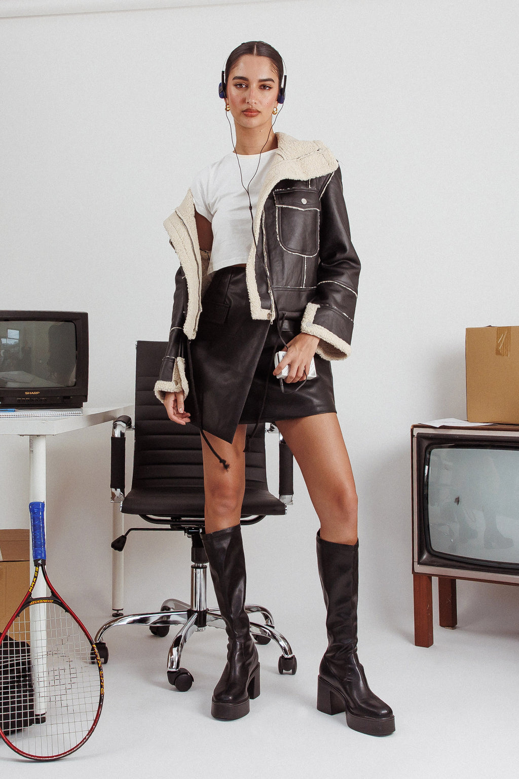 Nessa Vegan Leather Mini Skirt Black by Selfie Leslie Australia