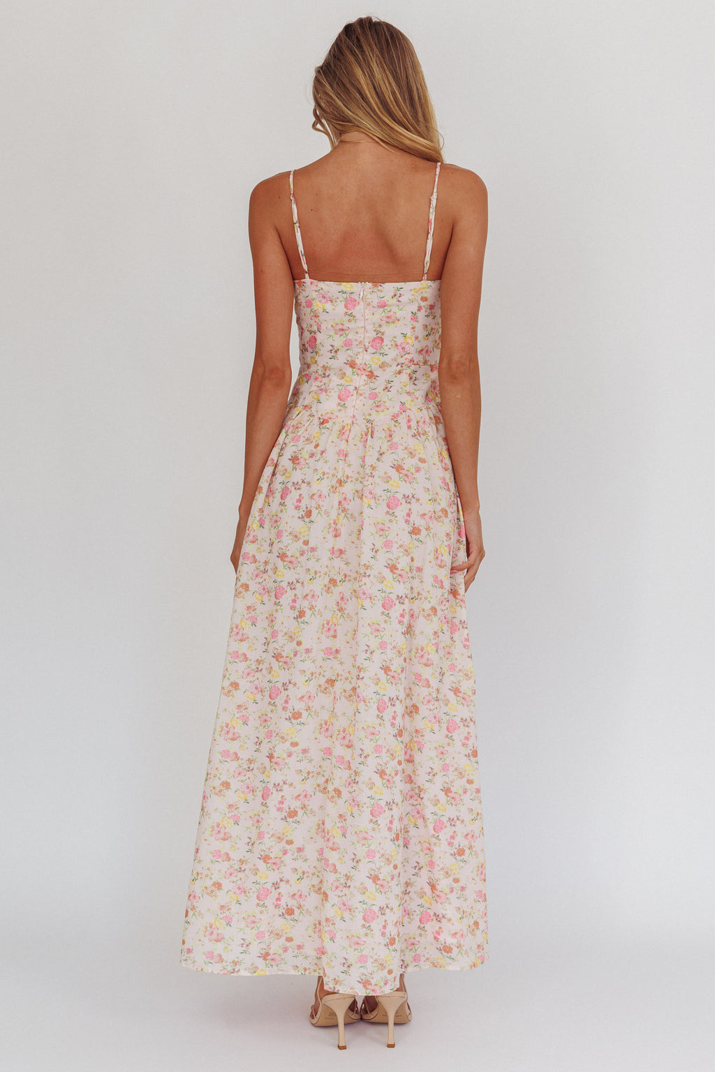 Daisy Day Basque Waist Maxi Dress Floral Pink by Selfie Leslie Australia