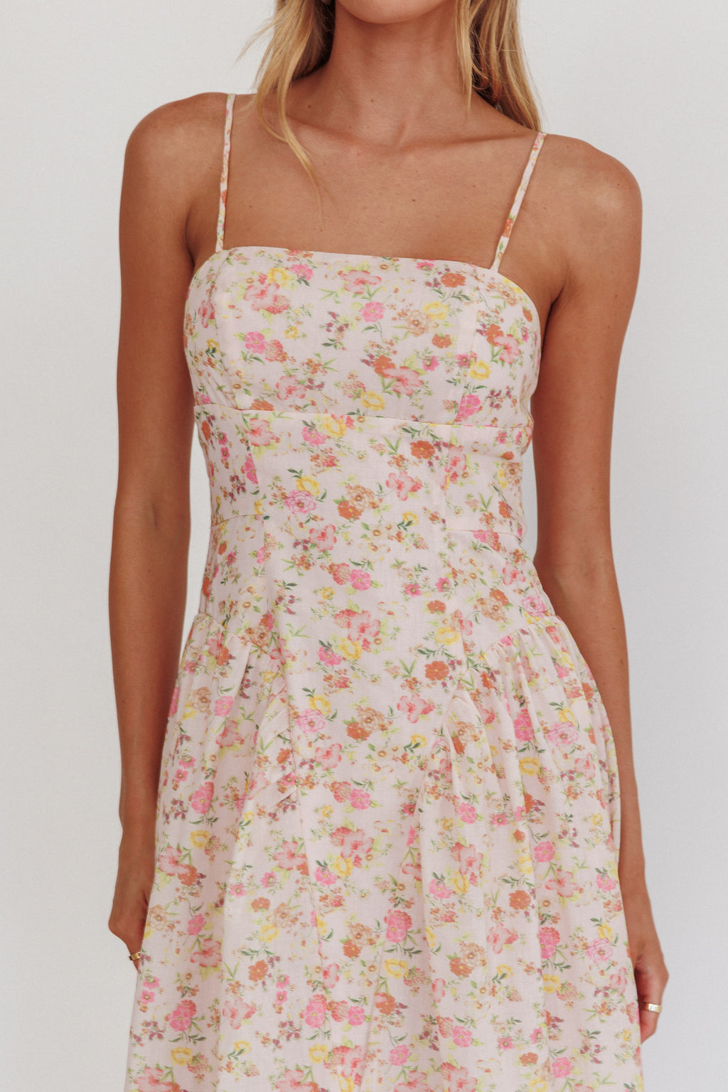 Daisy Day Basque Waist Maxi Dress Floral Pink by Selfie Leslie Australia