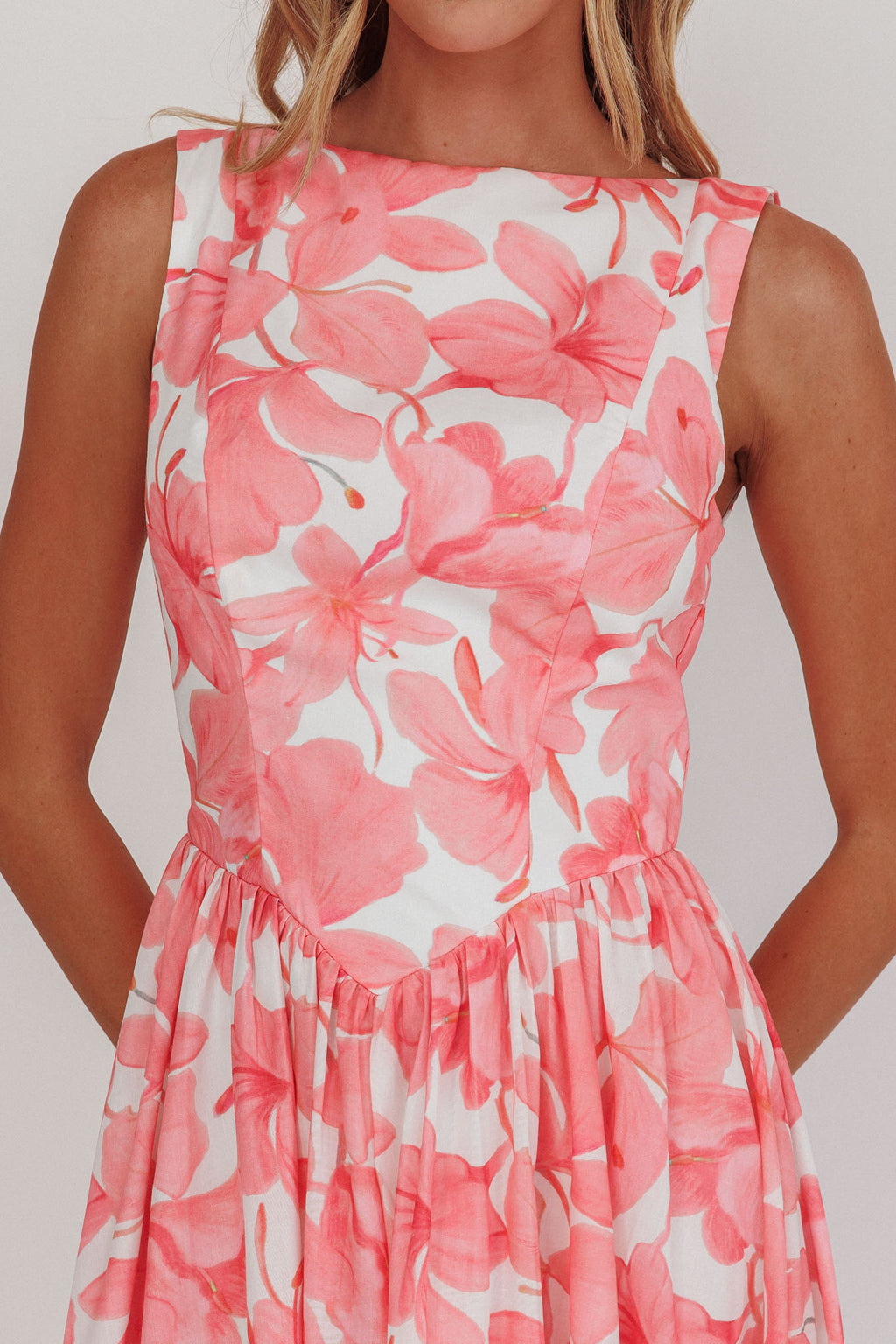 Opulent Low Back Maxi Dress Floral Pink by Selfie Leslie Australia