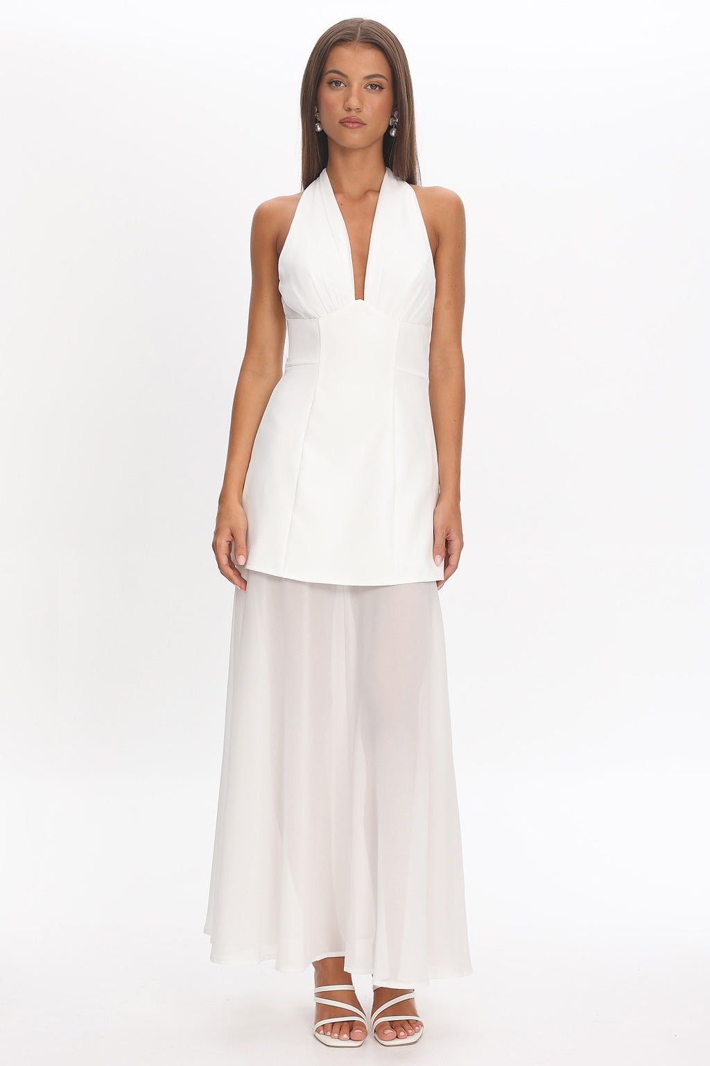 Opulent Halterneck Layered Maxi Dress White by Selfie Leslie Australia