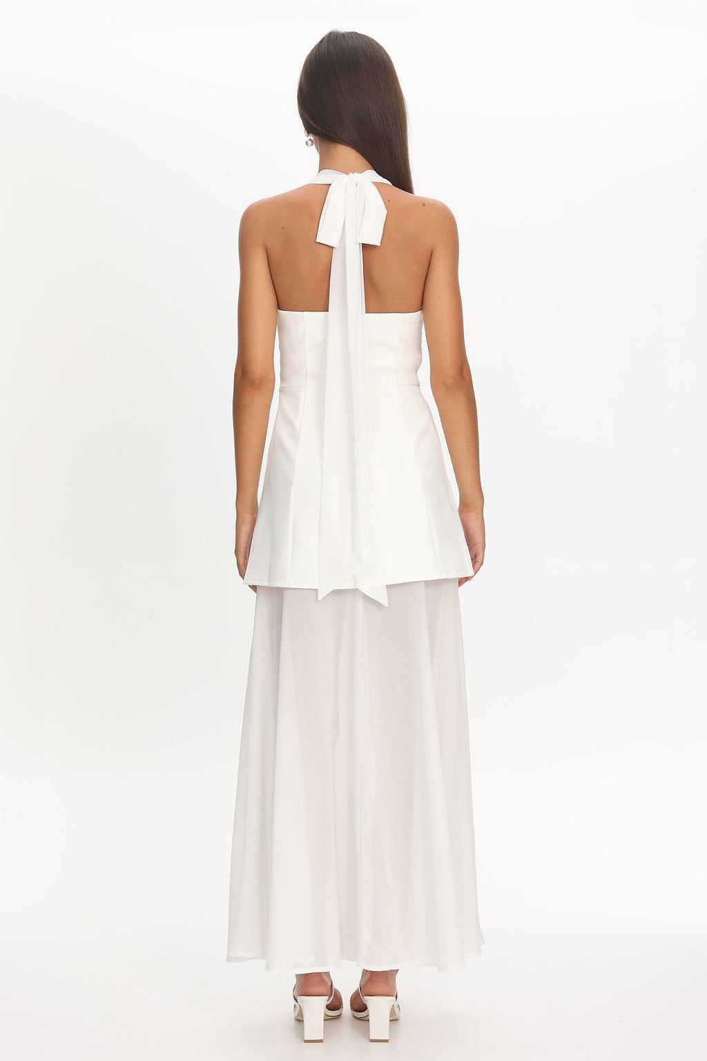 Opulent Halterneck Layered Maxi Dress White by Selfie Leslie Australia