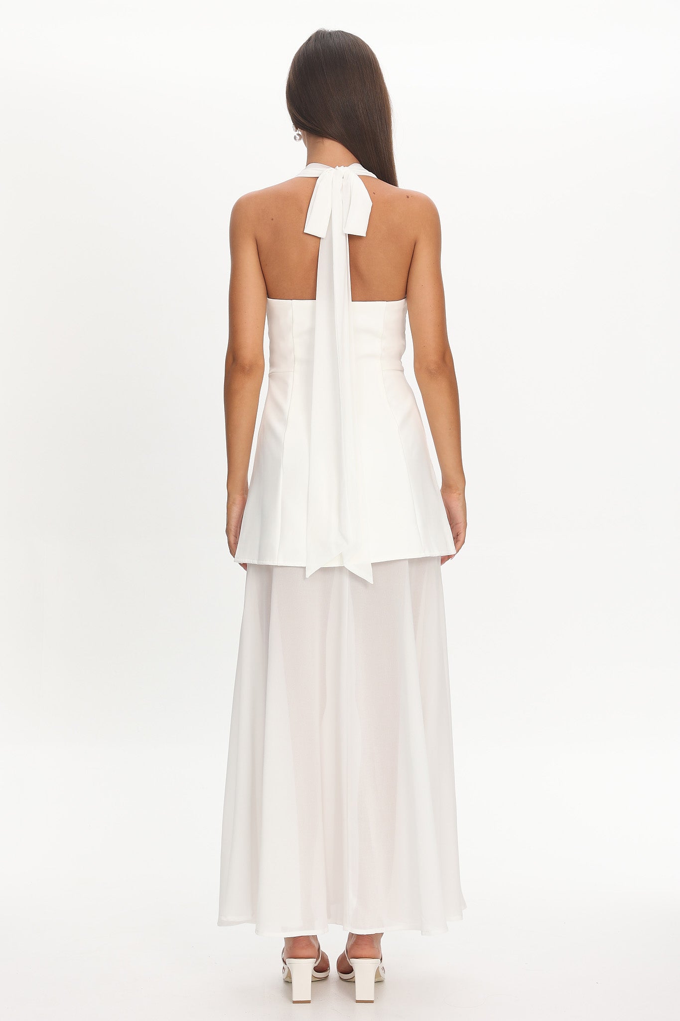 Opulent Halterneck Layered Maxi Dress White by Selfie Leslie Australia