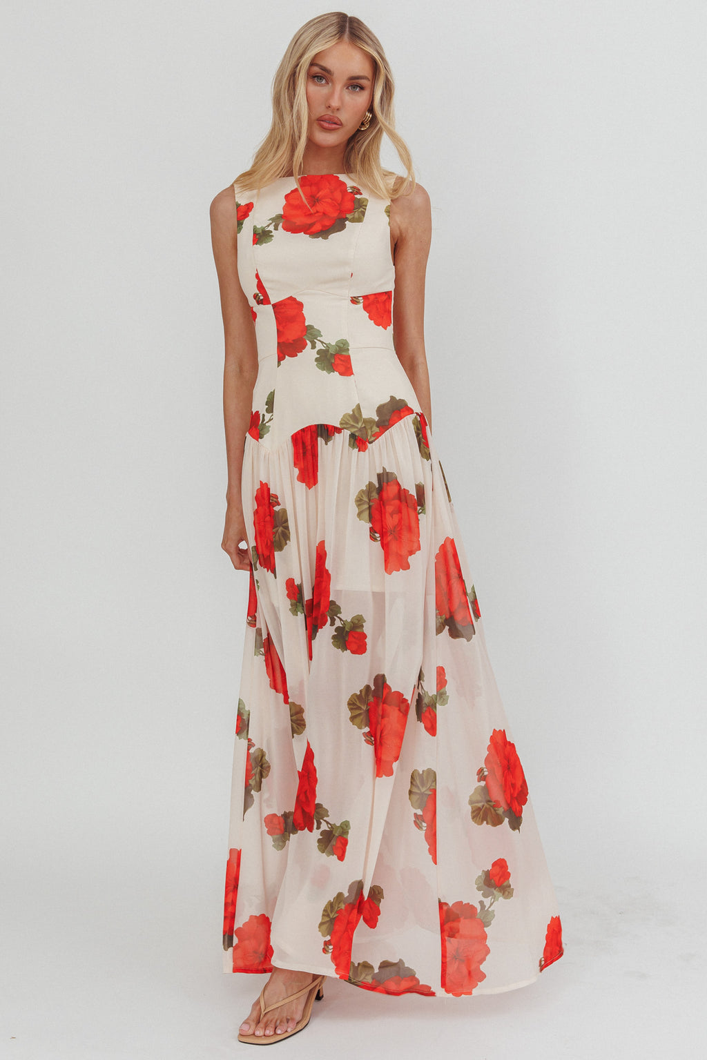 Opulent Low Back Maxi Dress Floral Rose by Selfie Leslie Australia
