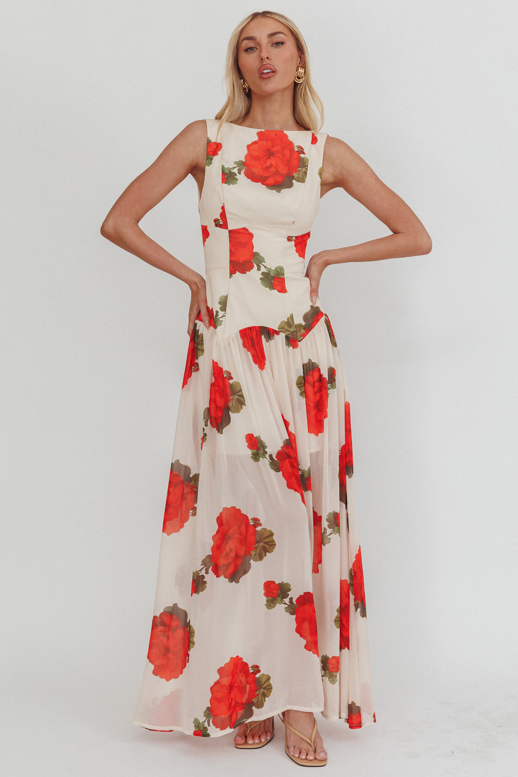 Opulent Low Back Maxi Dress Floral Rose by Selfie Leslie Australia