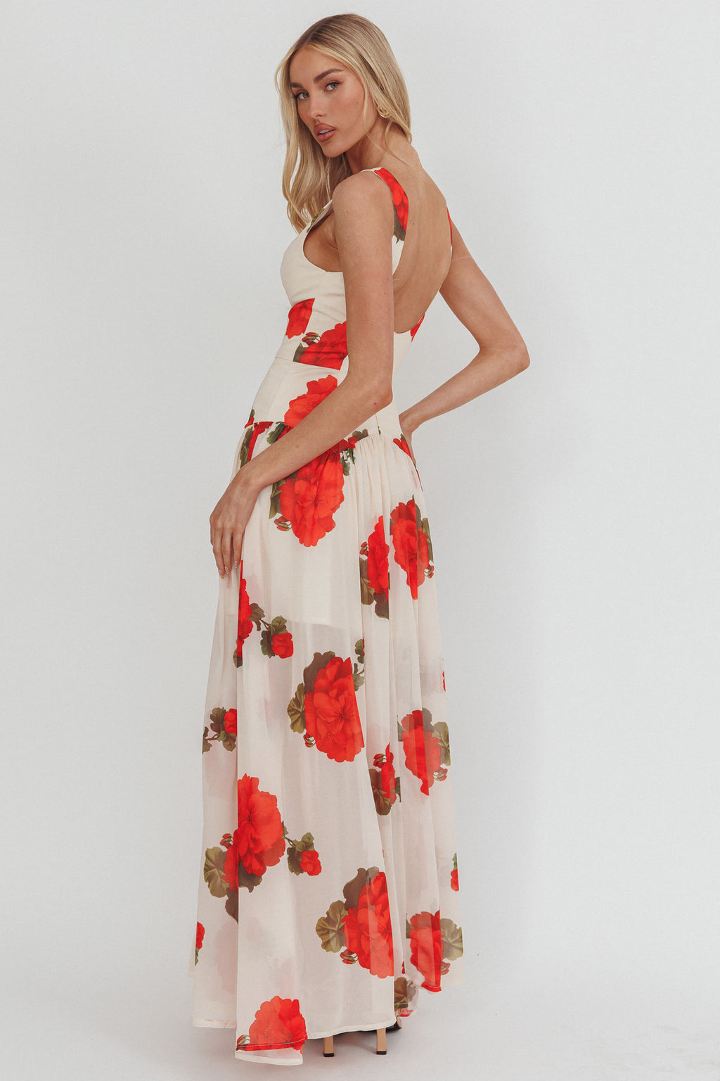 Opulent Low Back Maxi Dress Floral Rose by Selfie Leslie Australia