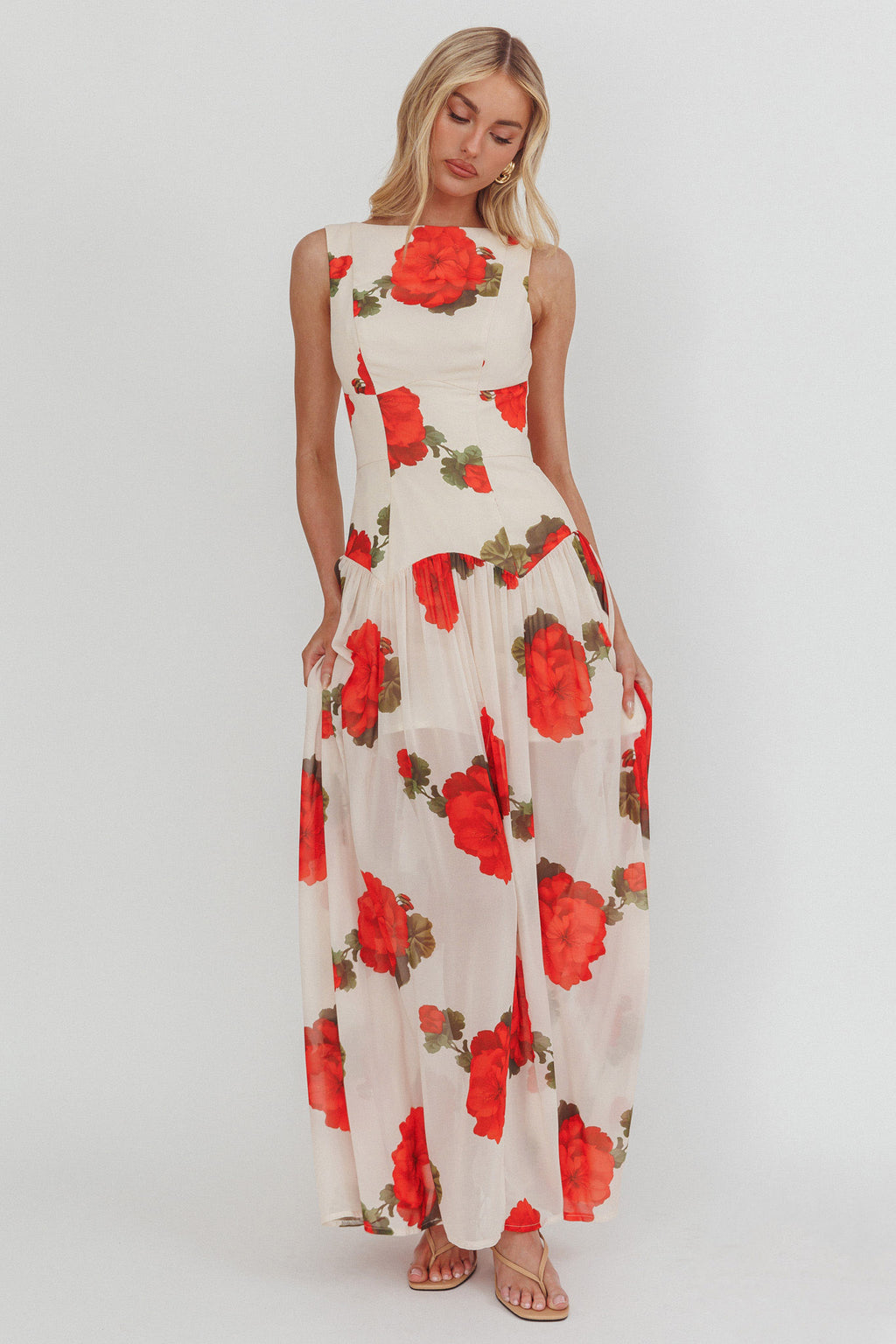 Opulent Low Back Maxi Dress Floral Rose by Selfie Leslie Australia