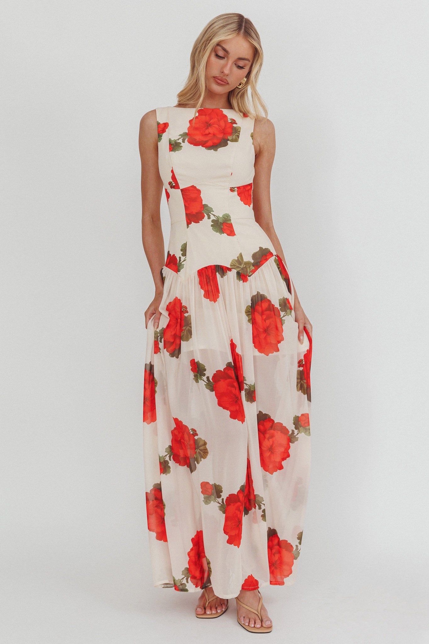 Opulent Low Back Maxi Dress Floral Rose by Selfie Leslie Australia