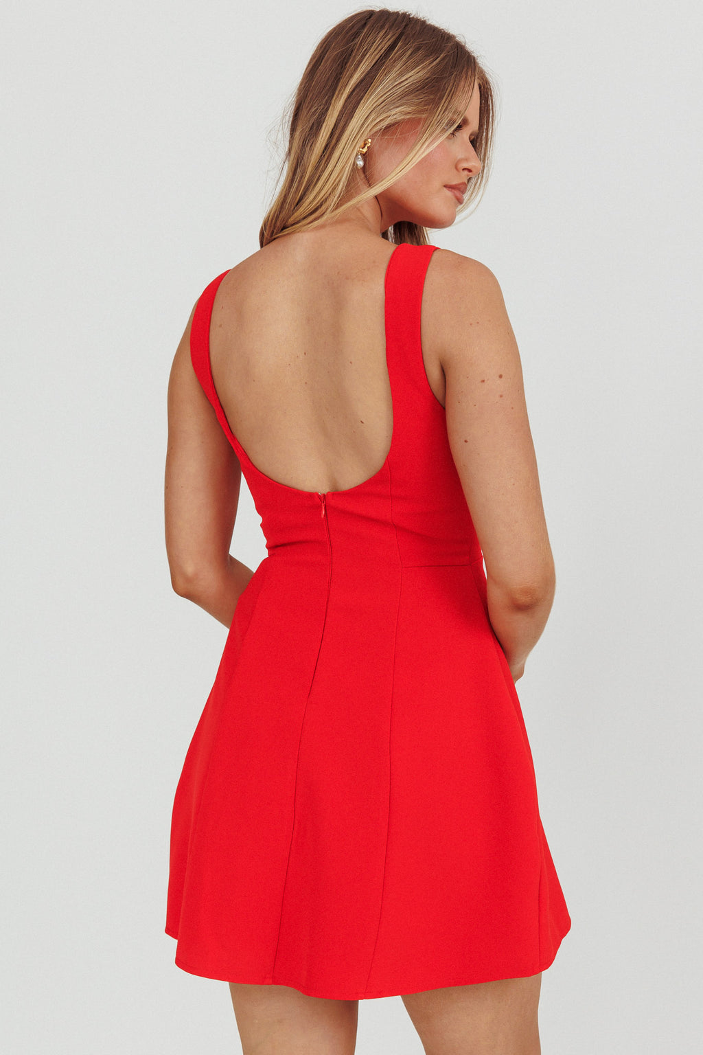 Opulent Sleeveless A-Line Mini Dress Red by Selfie Leslie Australia