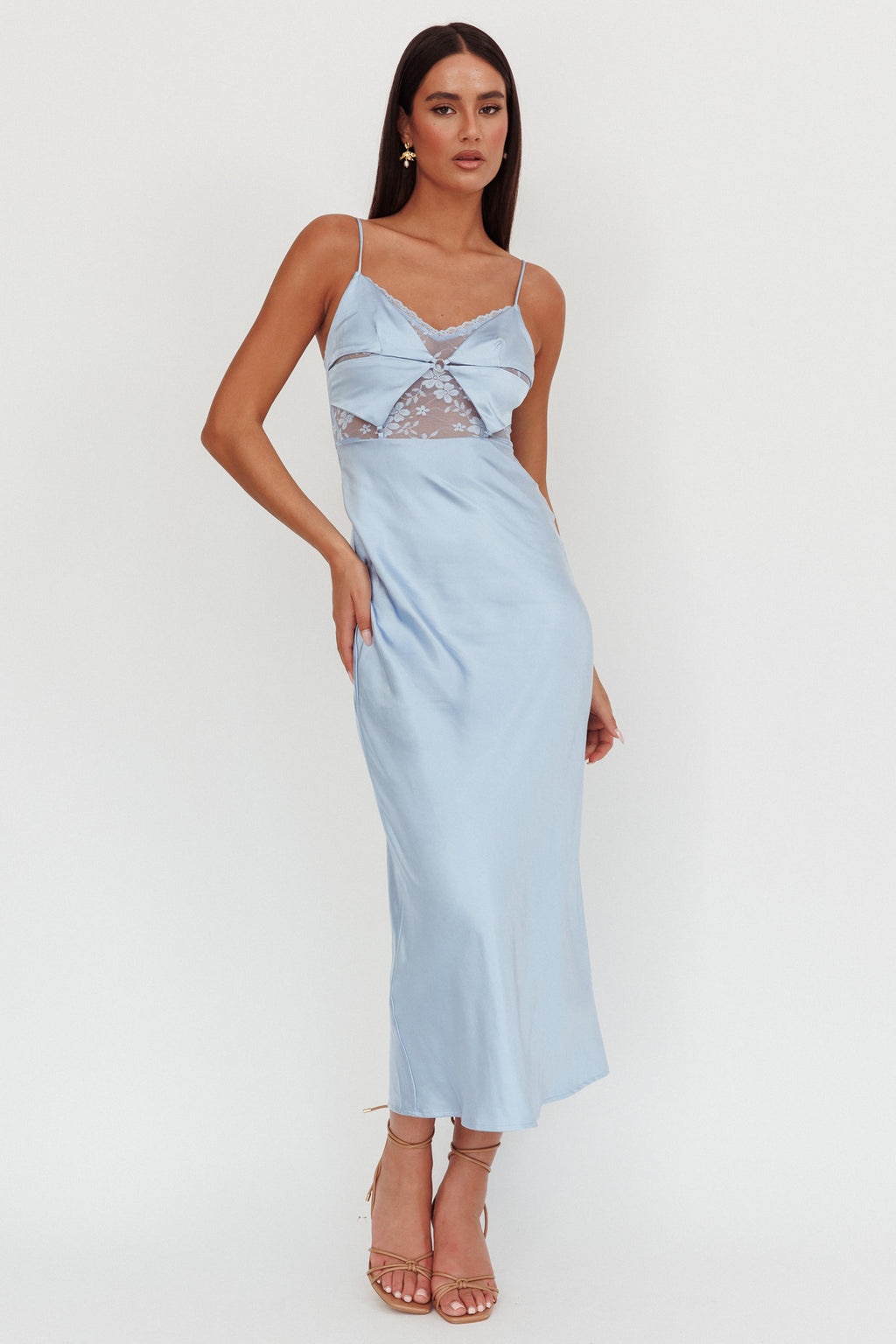 Impressions Lace Bodice Maxi Dress Blue by Selfie Leslie Australia