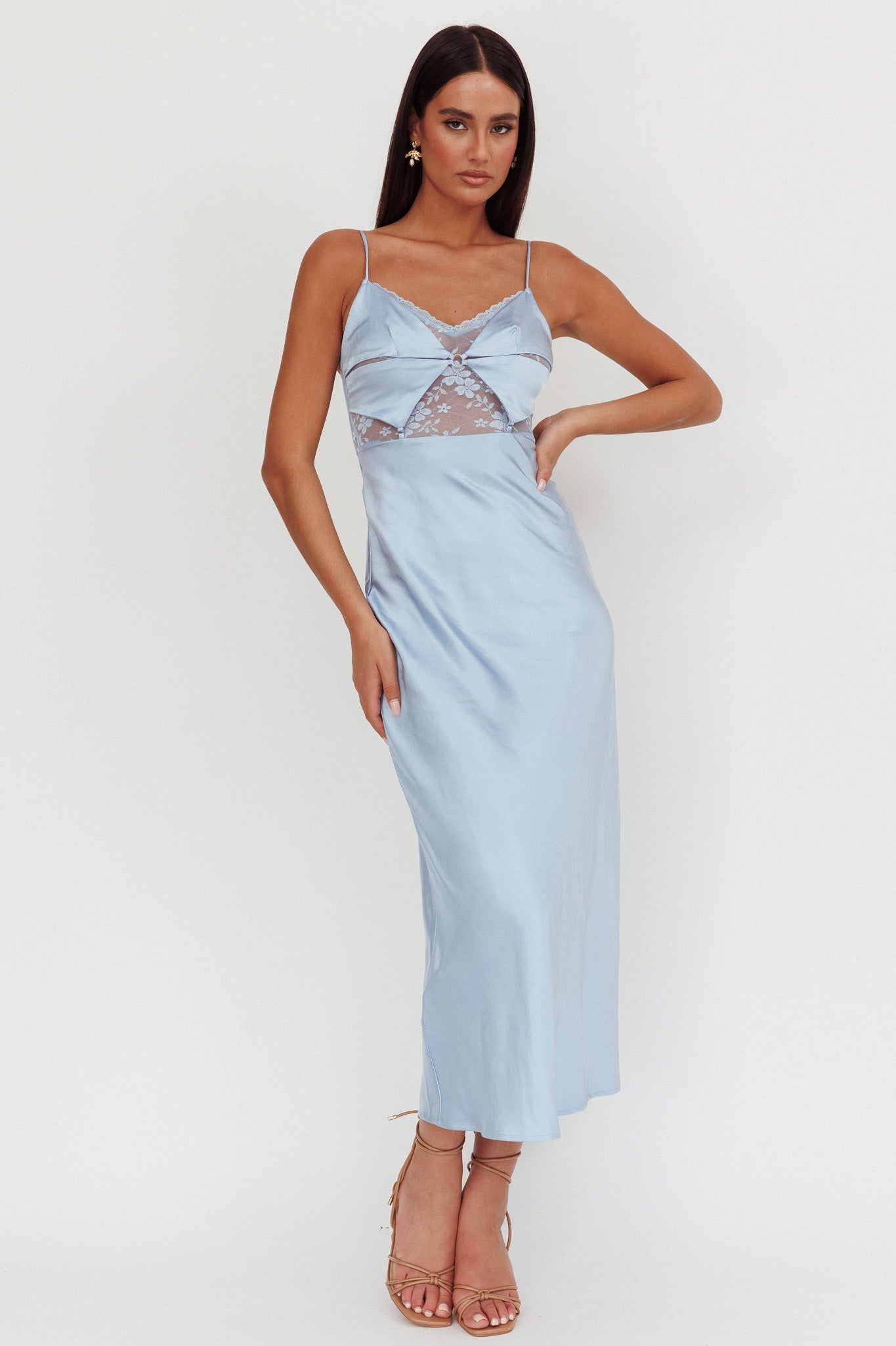 Impressions Lace Bodice Maxi Dress Blue by Selfie Leslie Australia