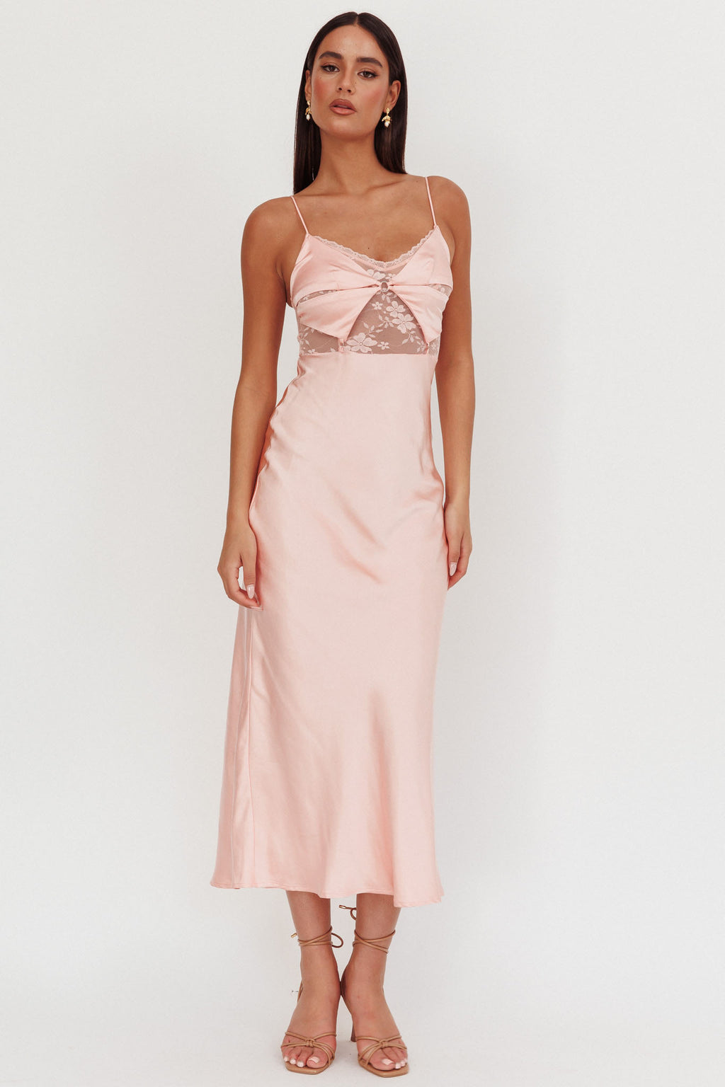 Impressions Lace Bodice Maxi Dress Peach by Selfie Leslie Australia