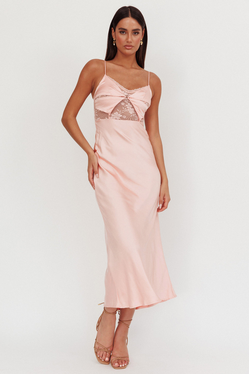 Impressions Lace Bodice Maxi Dress Peach by Selfie Leslie Australia