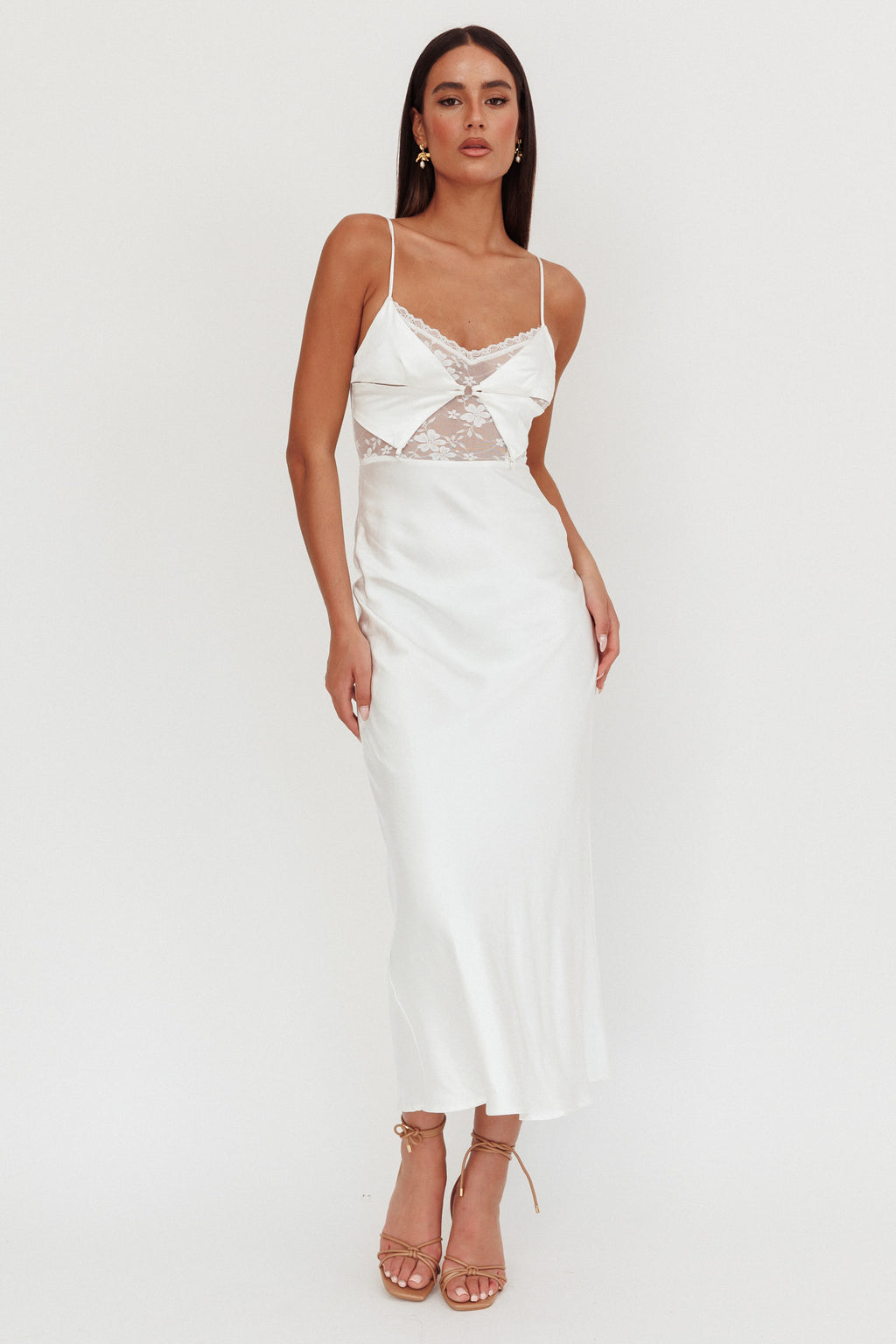 Impressions Lace Bodice Maxi Dress White by Selfie Leslie Australia