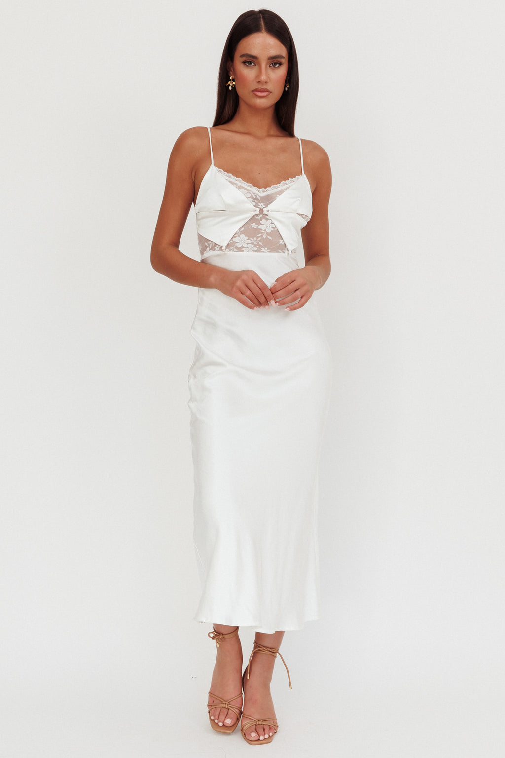 Impressions Lace Bodice Maxi Dress White by Selfie Leslie Australia