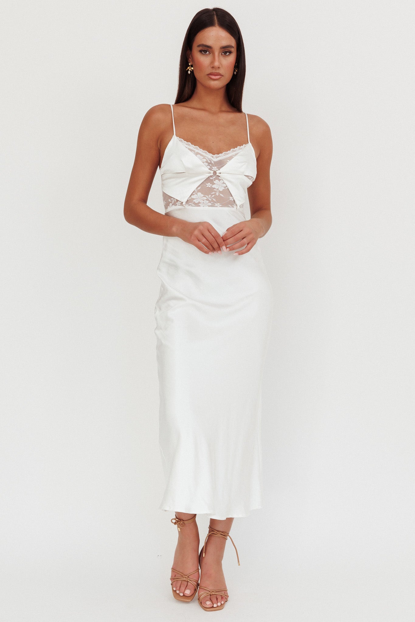 Impressions Lace Bodice Maxi Dress White by Selfie Leslie Australia
