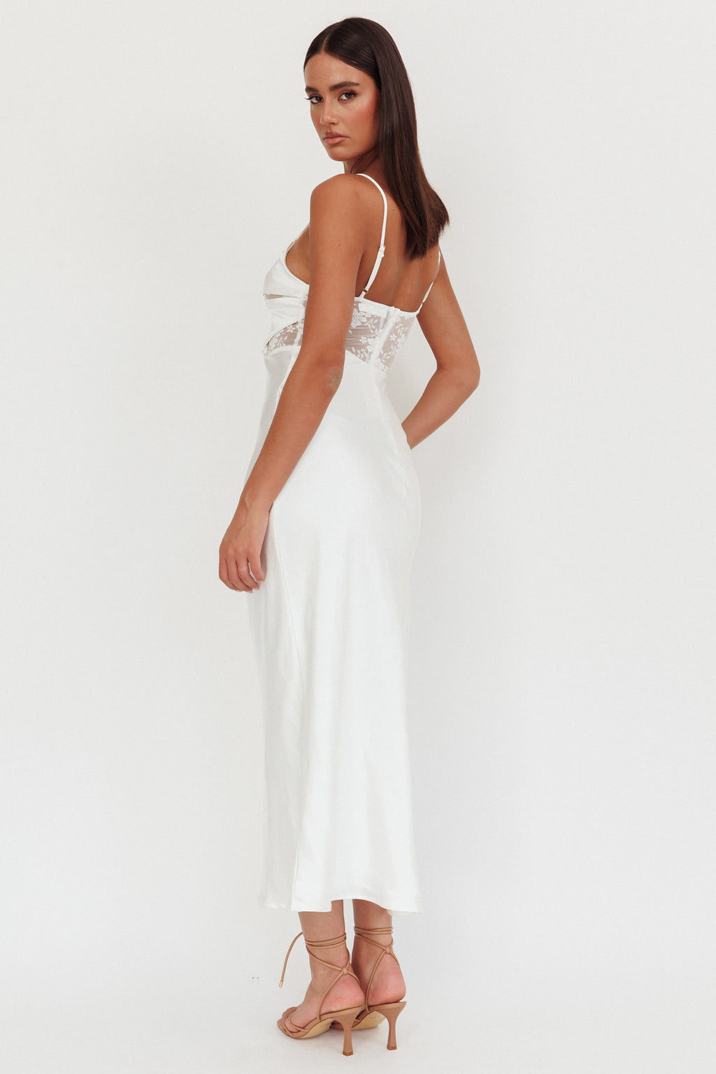 Impressions Lace Bodice Maxi Dress White by Selfie Leslie Australia