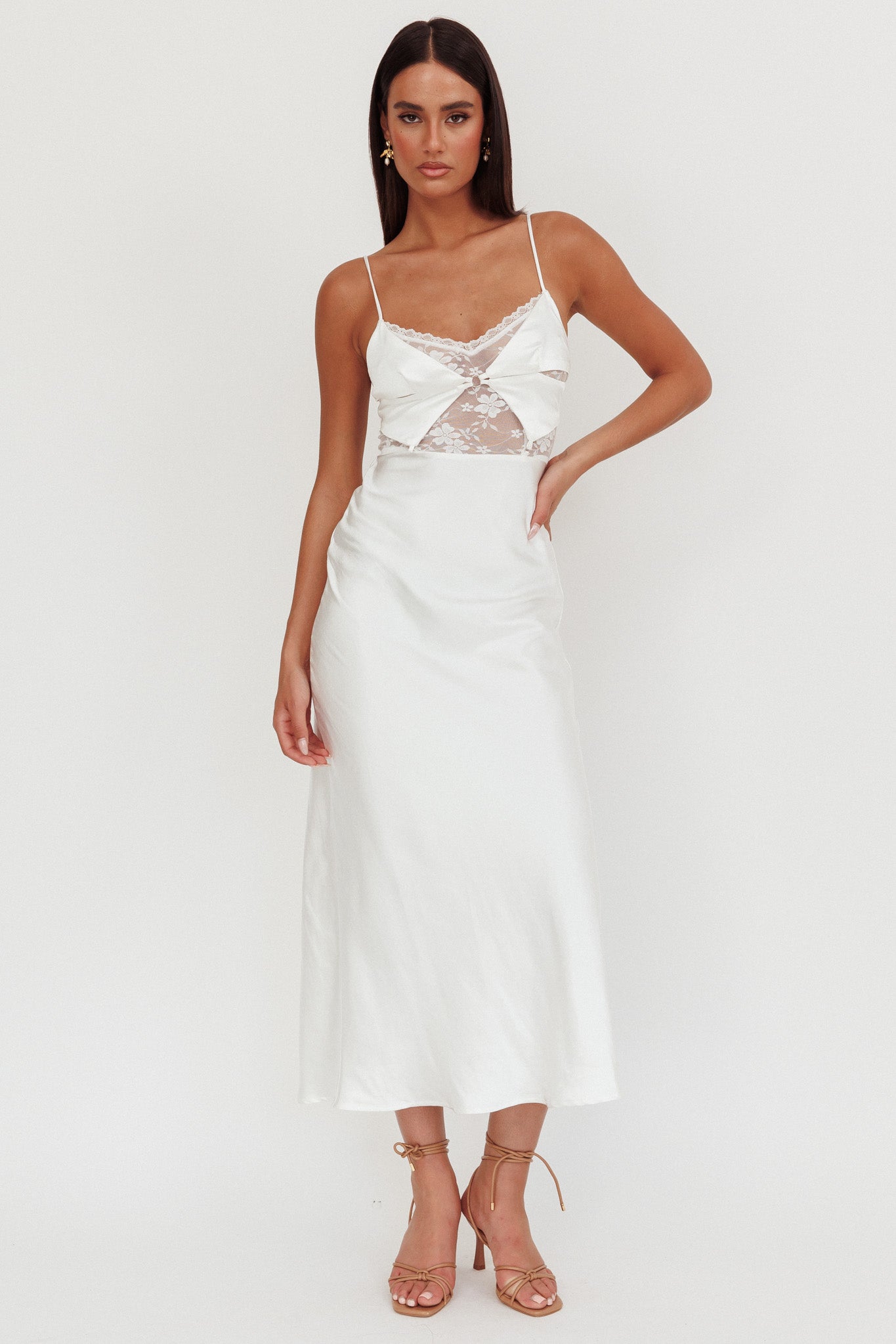 Impressions Lace Bodice Maxi Dress White by Selfie Leslie Australia