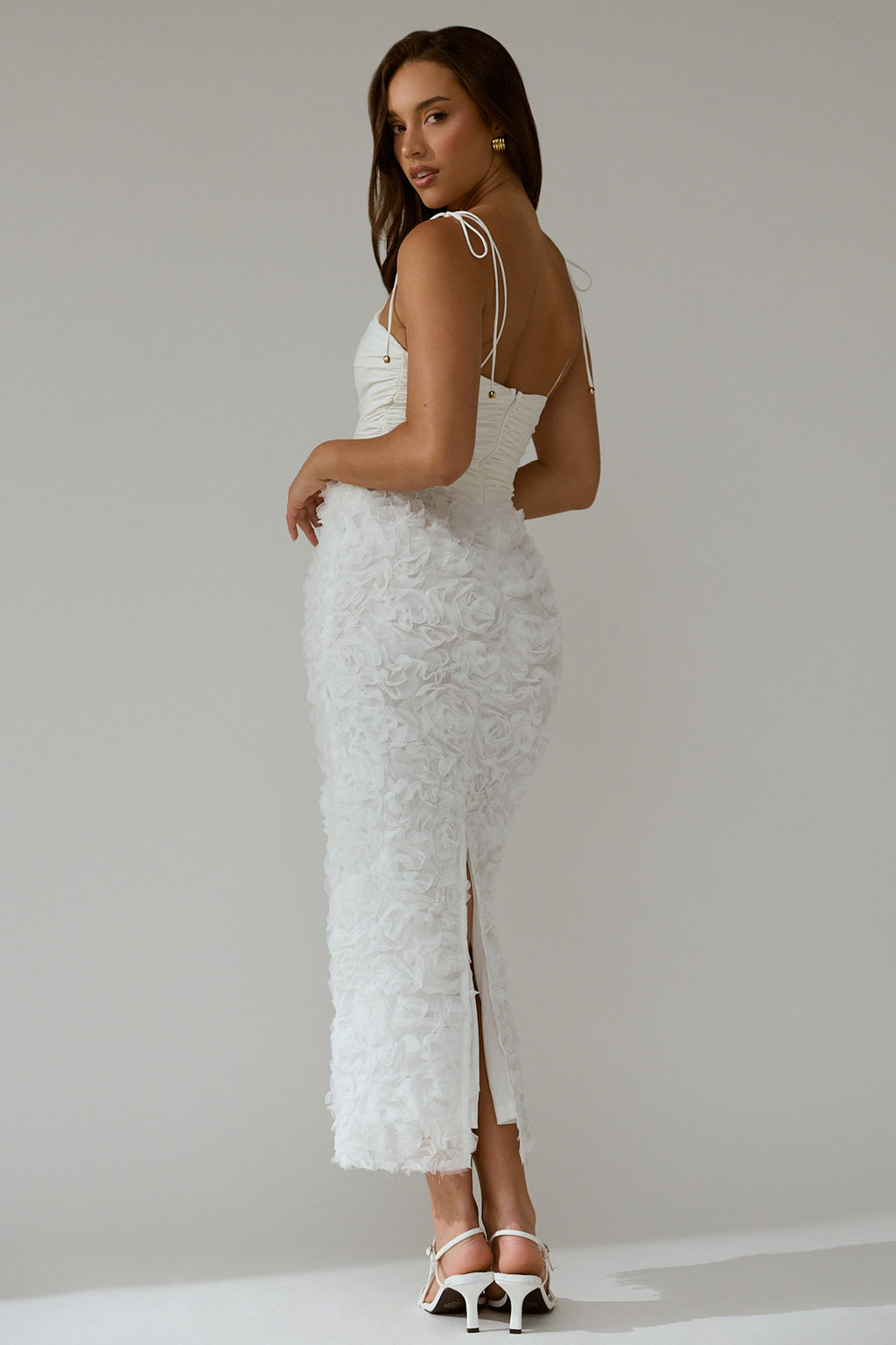 Love & Honor Textured Floral Maxi Dress White by Selfie Leslie Australia