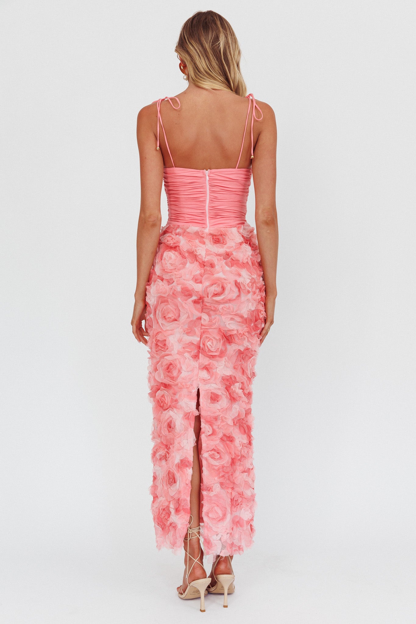 Love & Honor Textured Floral Maxi Dress Pink by Selfie Leslie Australia